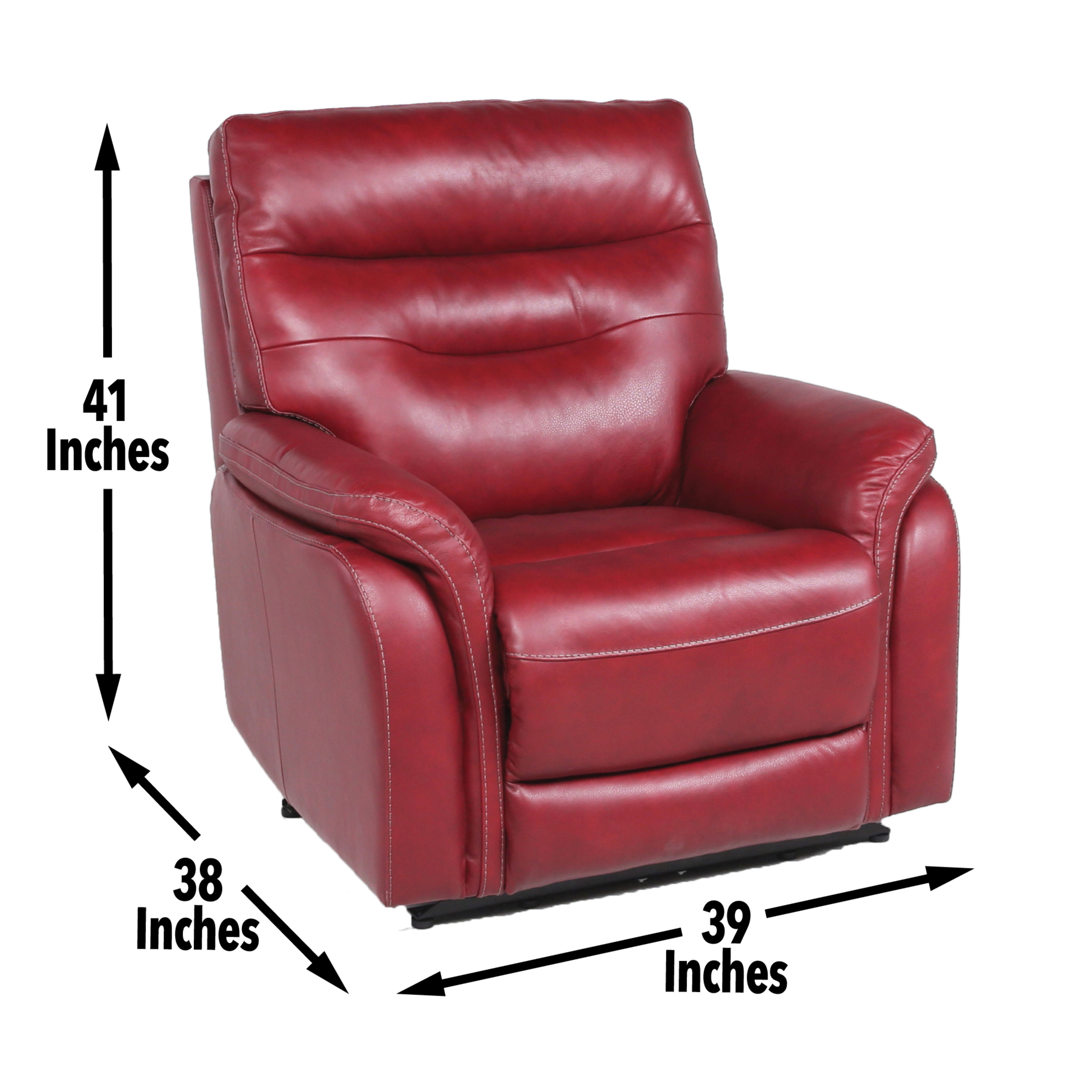 Top-Grain Leather Motion Recliner - Contemporary Style, Control Panel - USB Charging, Home Button - Wine or Coffee Color