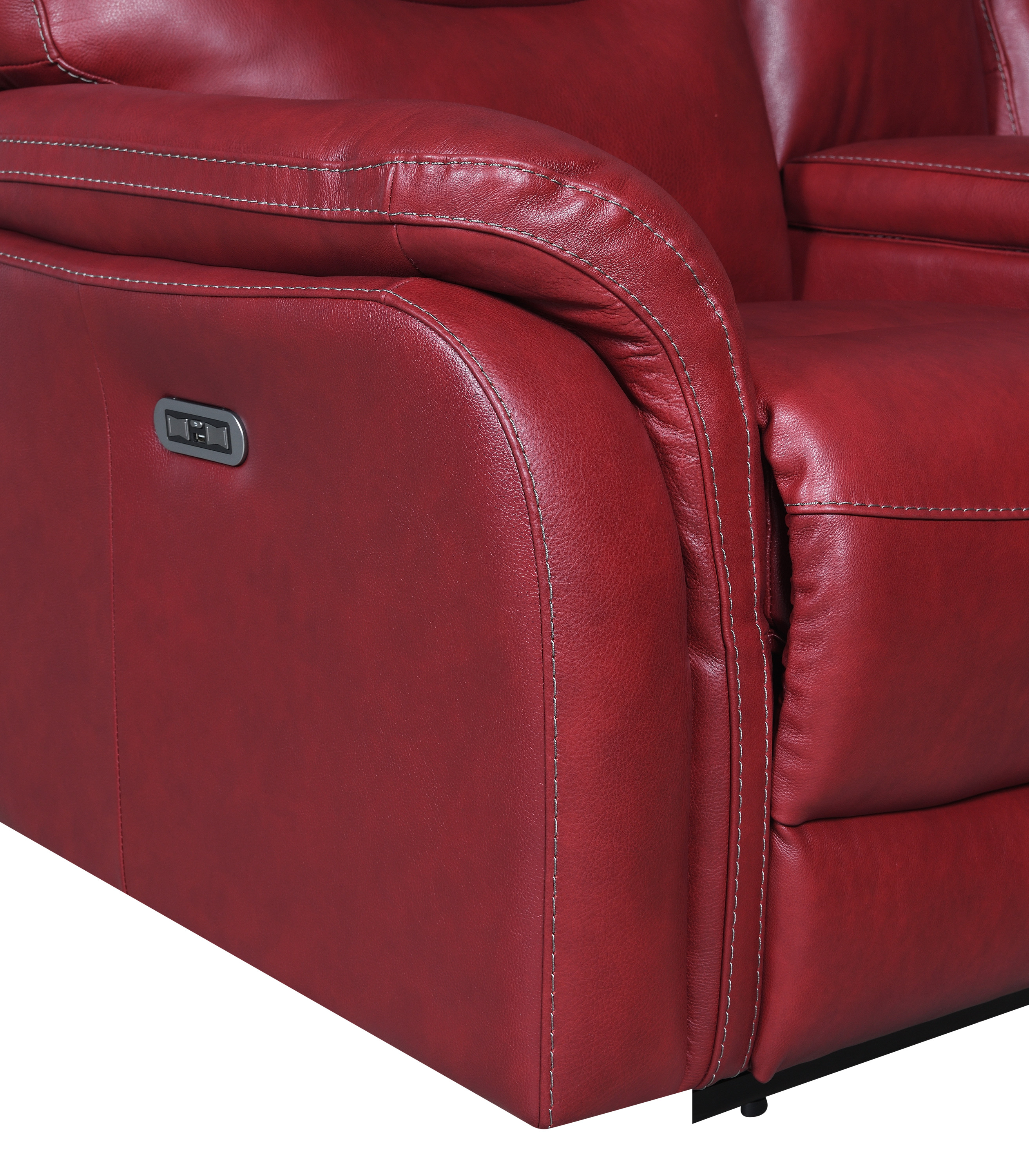 Contemporary Wine Top-Grain Leather Motion Set - Power Recline, USB Charging - Ultimate Comfort and Style