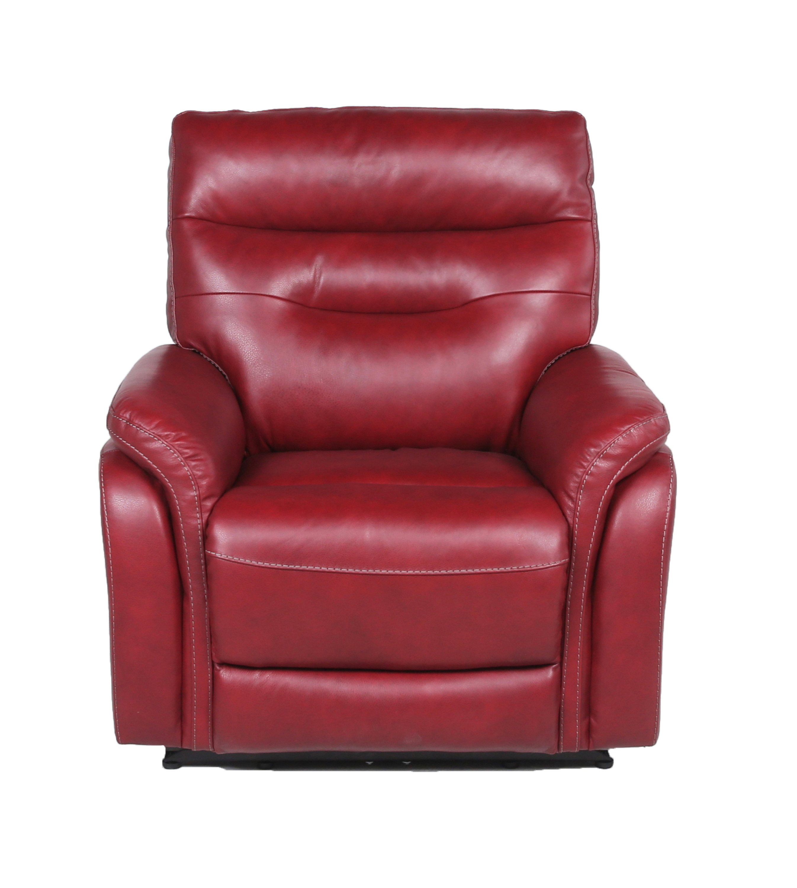 Top-Grain Leather Motion Recliner - Contemporary Style, Control Panel - USB Charging, Home Button - Wine or Coffee Color