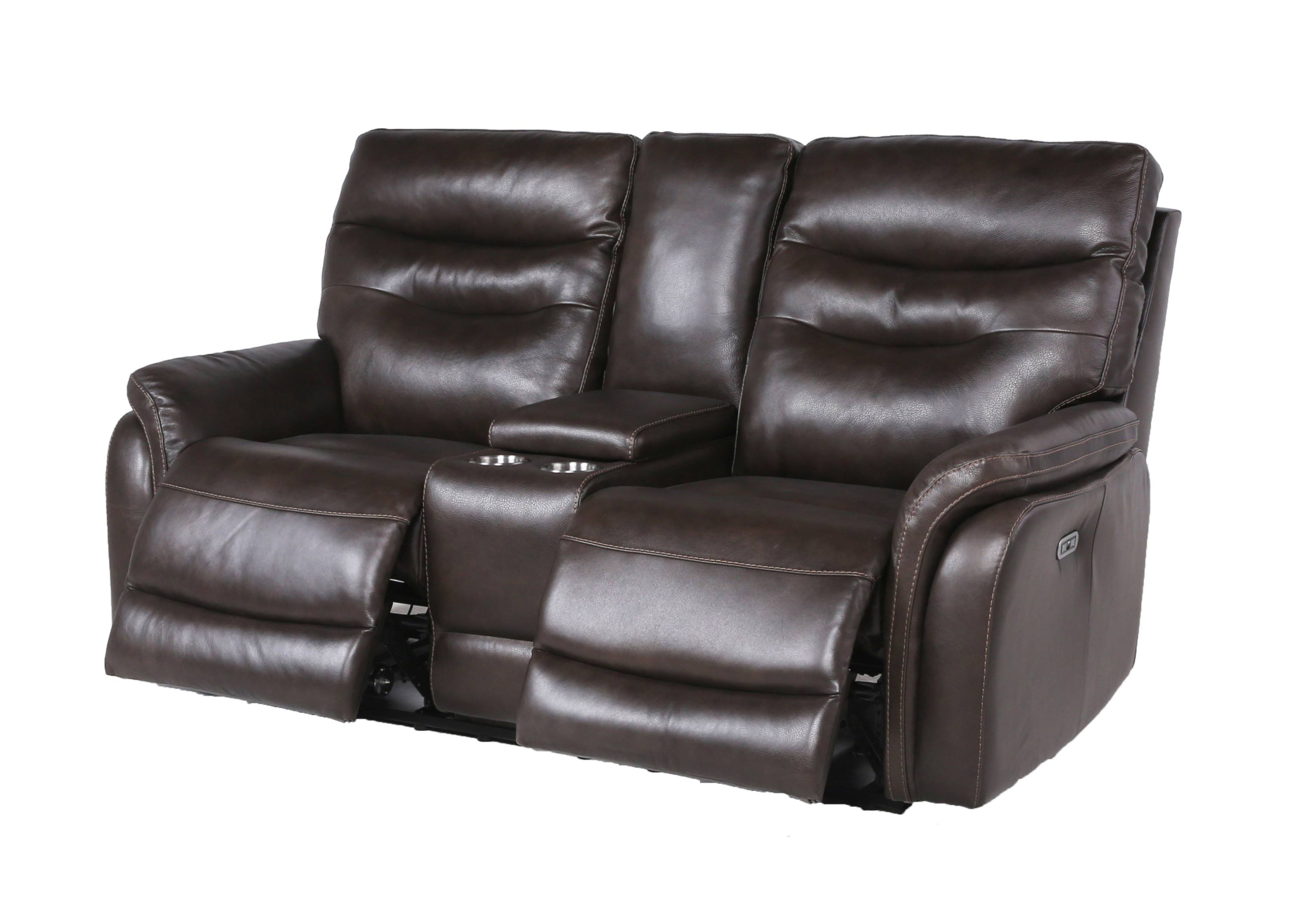 Contemporary Recliner Console Loveseat (Coffee) - Coffee or Wine Color Options - Power Reclining, USB Port