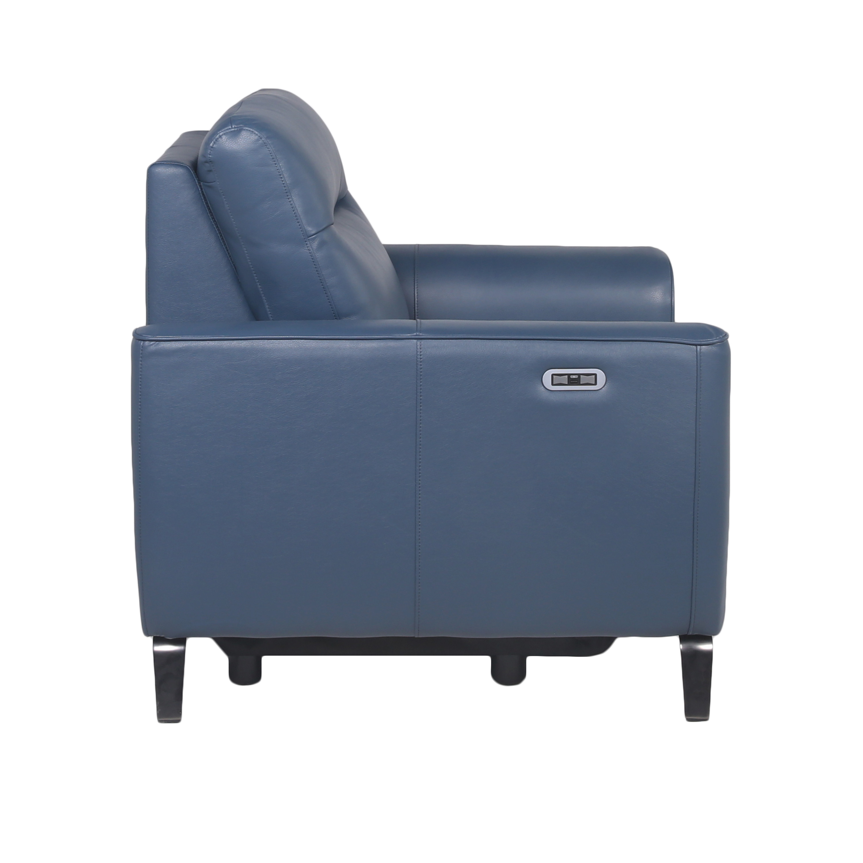 Fashionable Ocean Blue Leather Reclining Chair - Dual-Power Mechanism, High-Leg Style - Stylish Comfort Package