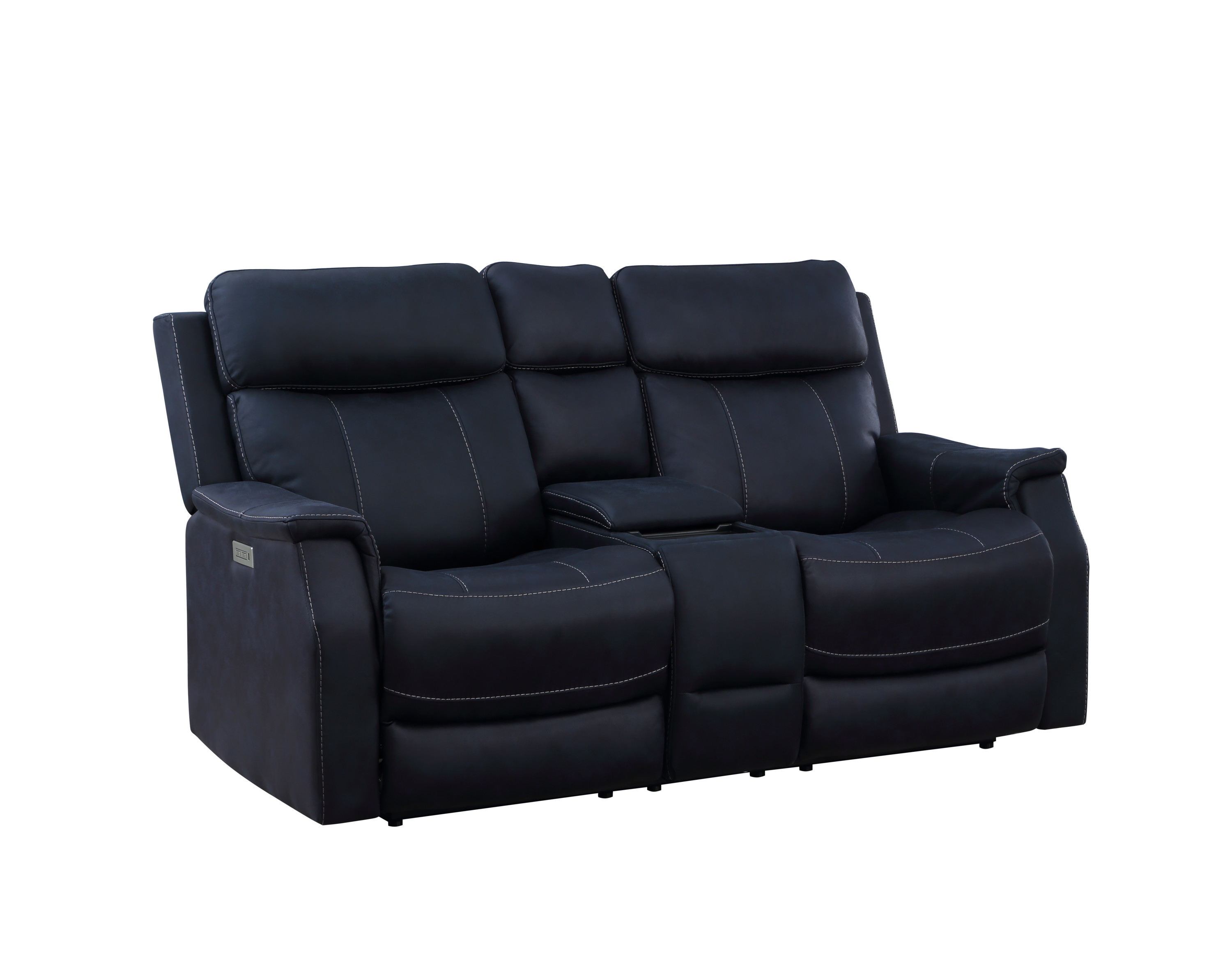 Tailored Power Console Loveseat - Shaped Seats, Luxurious Leatherette Cover - Power Headrest, Power Footrest, Hidden Storage