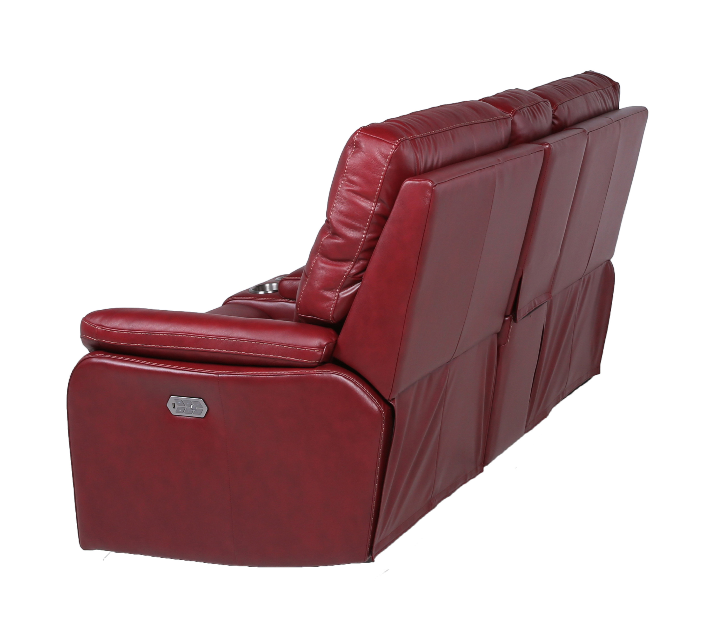 Contemporary Wine Top-Grain Leather Motion Set - Power Recline, USB Charging - Ultimate Comfort and Style