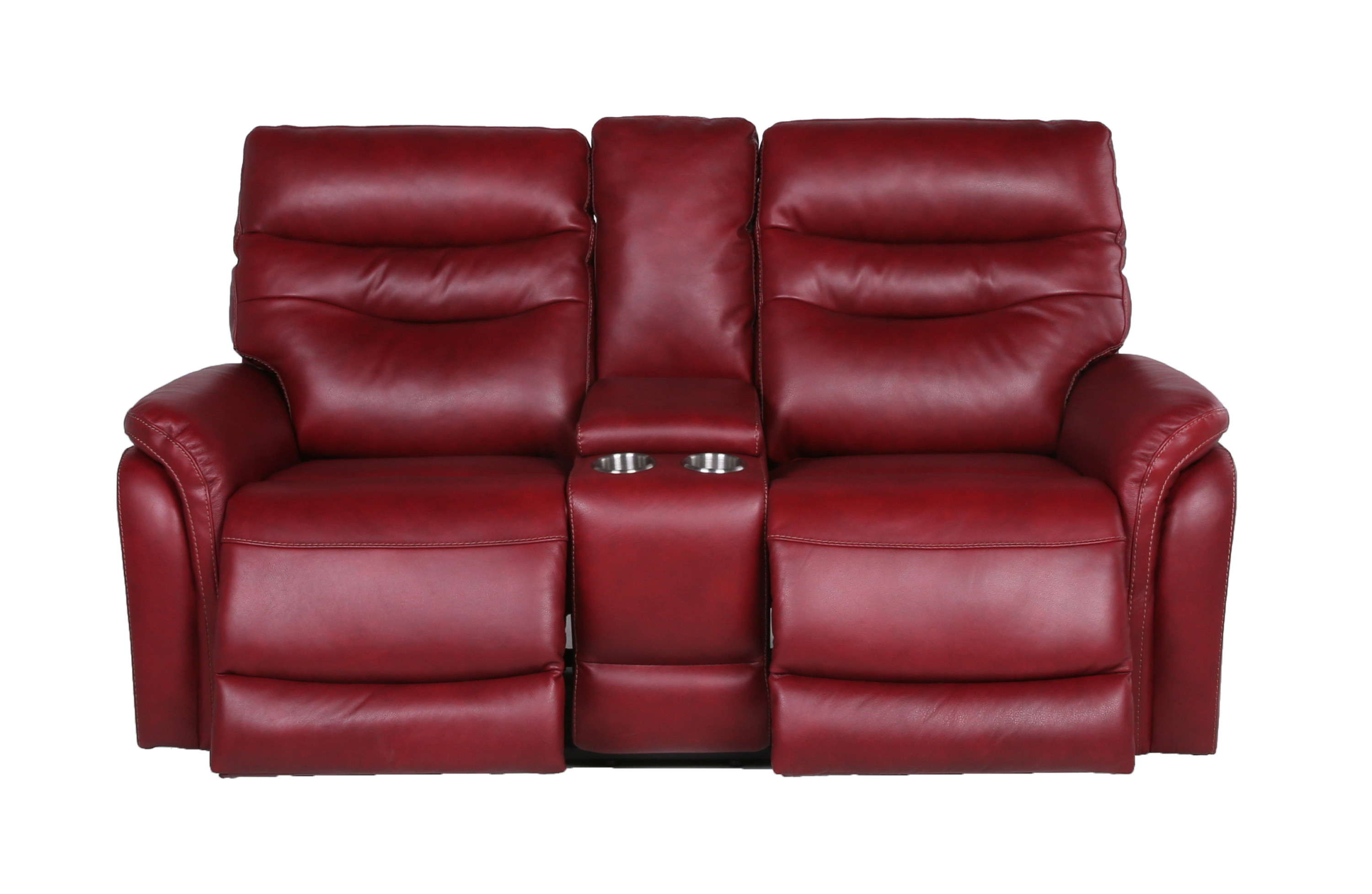 Contemporary Wine Top-Grain Leather Motion Set - Power Recline, USB Charging - Ultimate Comfort and Style