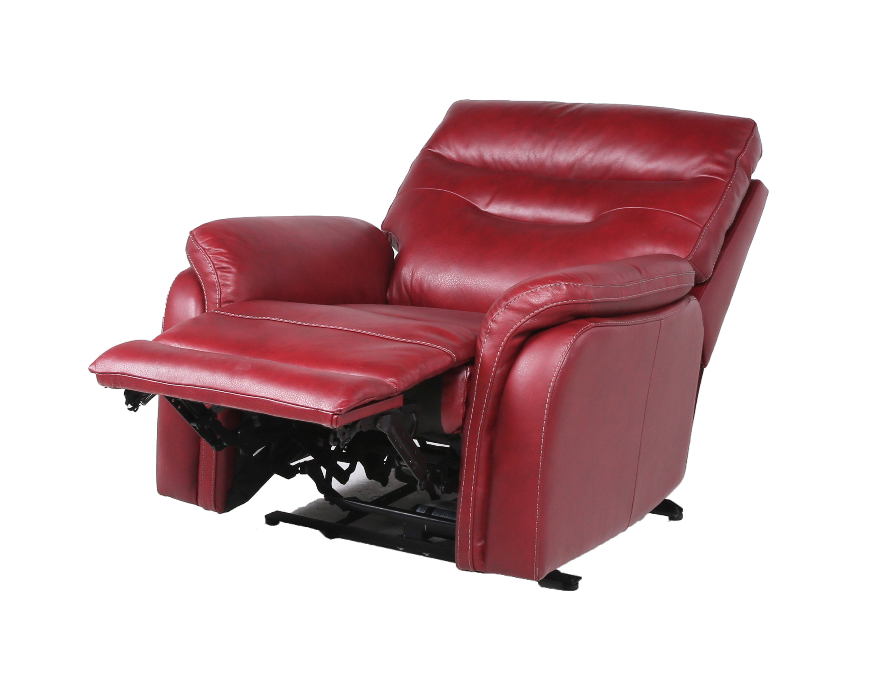 Top-Grain Leather Motion Recliner - Contemporary Style, Control Panel - USB Charging, Home Button - Wine or Coffee Color