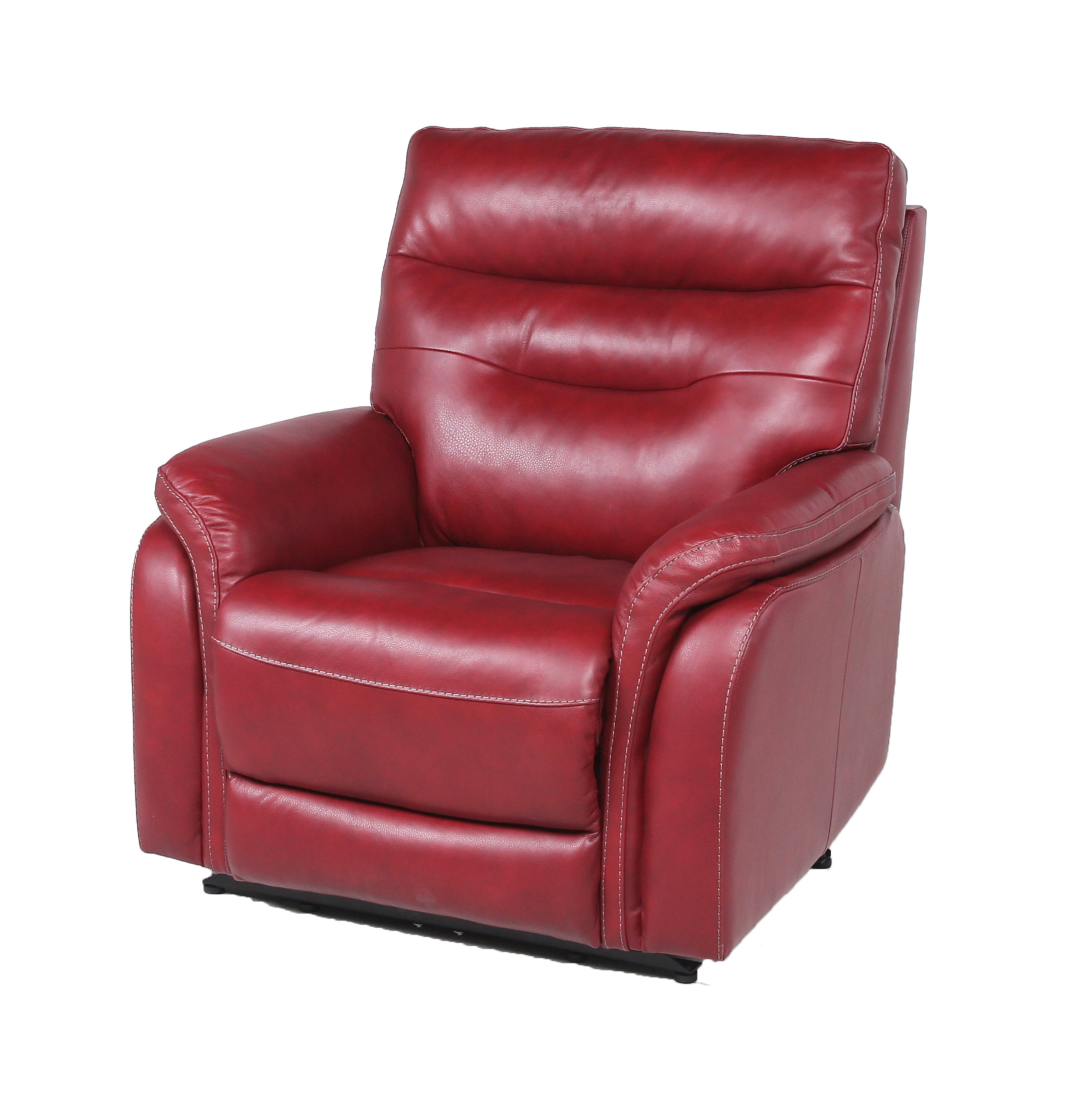 Top-Grain Leather Motion Recliner - Contemporary Style, Control Panel - USB Charging, Home Button - Wine or Coffee Color