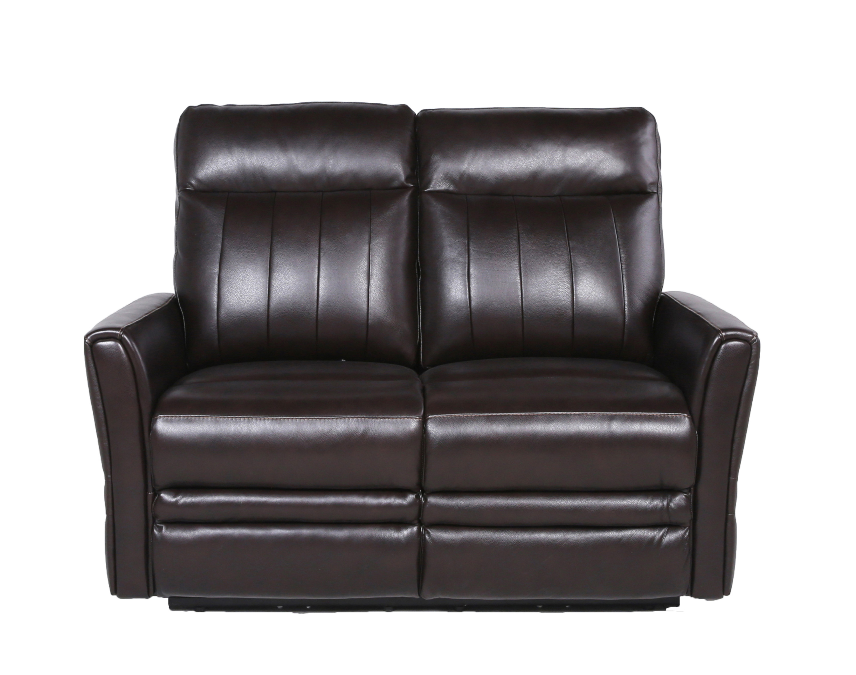 Sophisticated Motion Loveseat - Top-Grain Leather, Power Leg Rest, Power Articulating Headrest - Vertical Channel-Back, Beveled Leg Rest