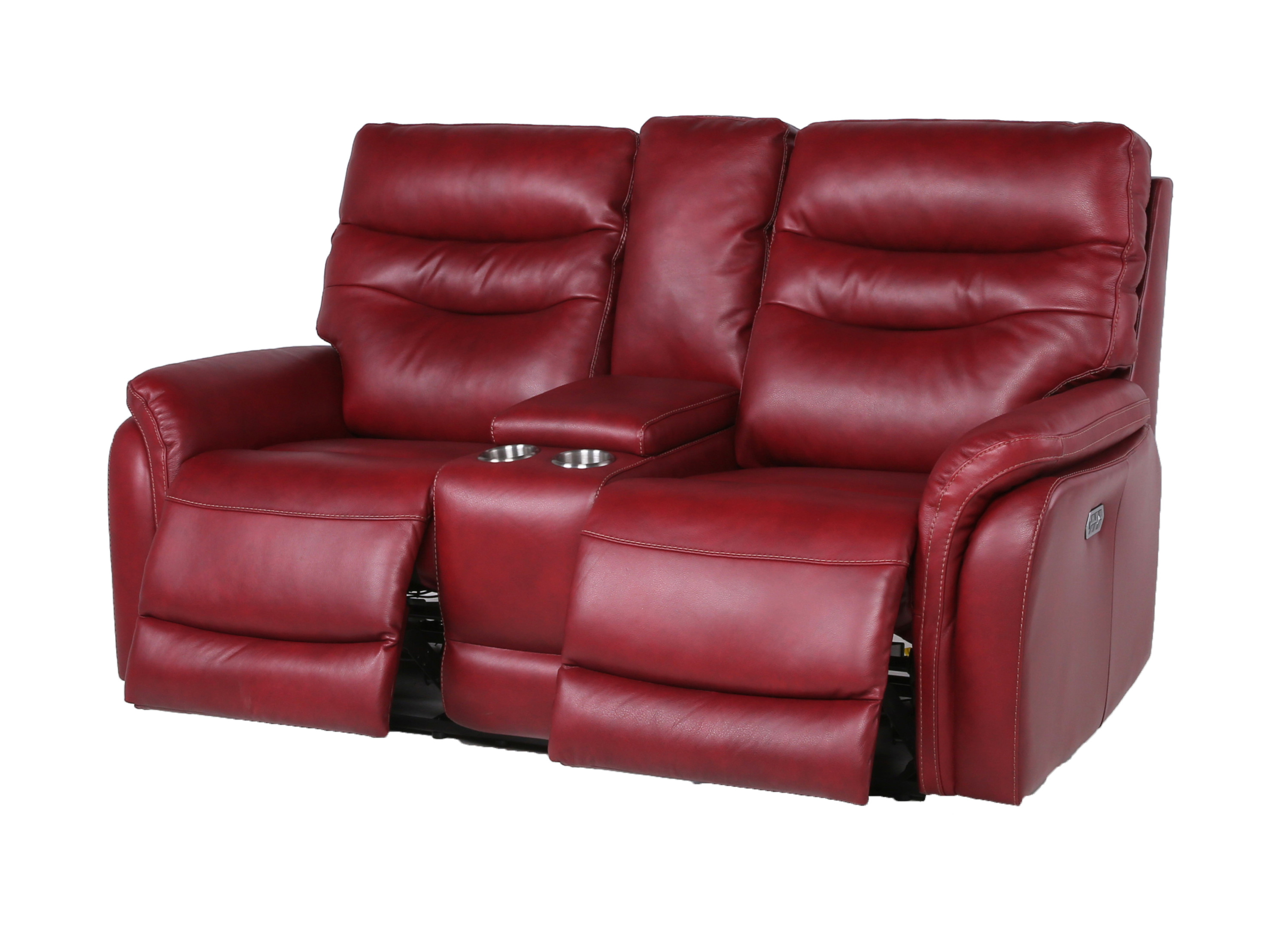 Contemporary Wine Top-Grain Leather Motion Set - Power Recline, USB Charging - Ultimate Comfort and Style