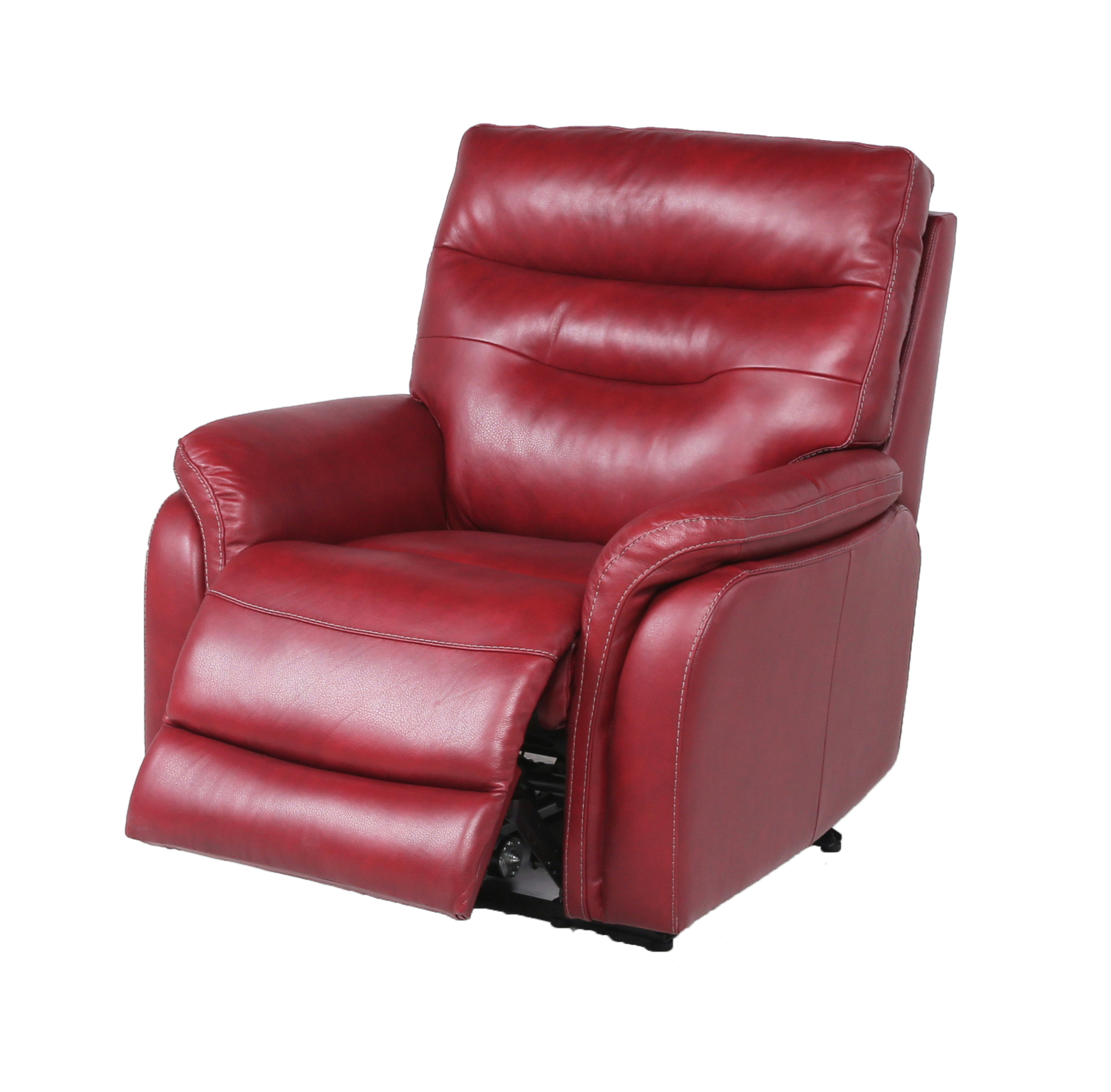 Top-Grain Leather Motion Recliner - Contemporary Style, Control Panel - USB Charging, Home Button - Wine or Coffee Color