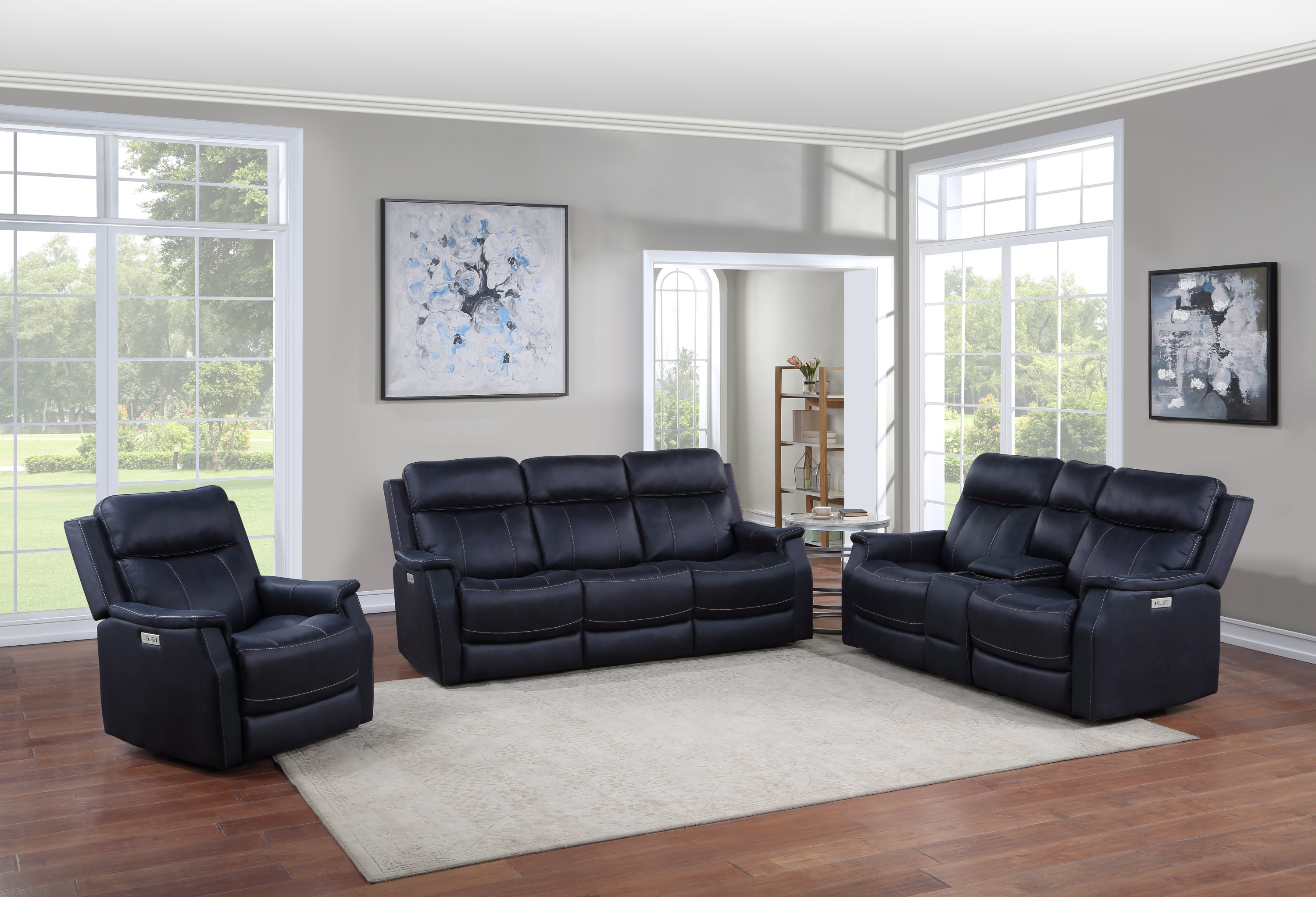 Tailored Power Console Loveseat - Shaped Seats, Luxurious Leatherette Cover - Power Headrest, Power Footrest, Hidden Storage