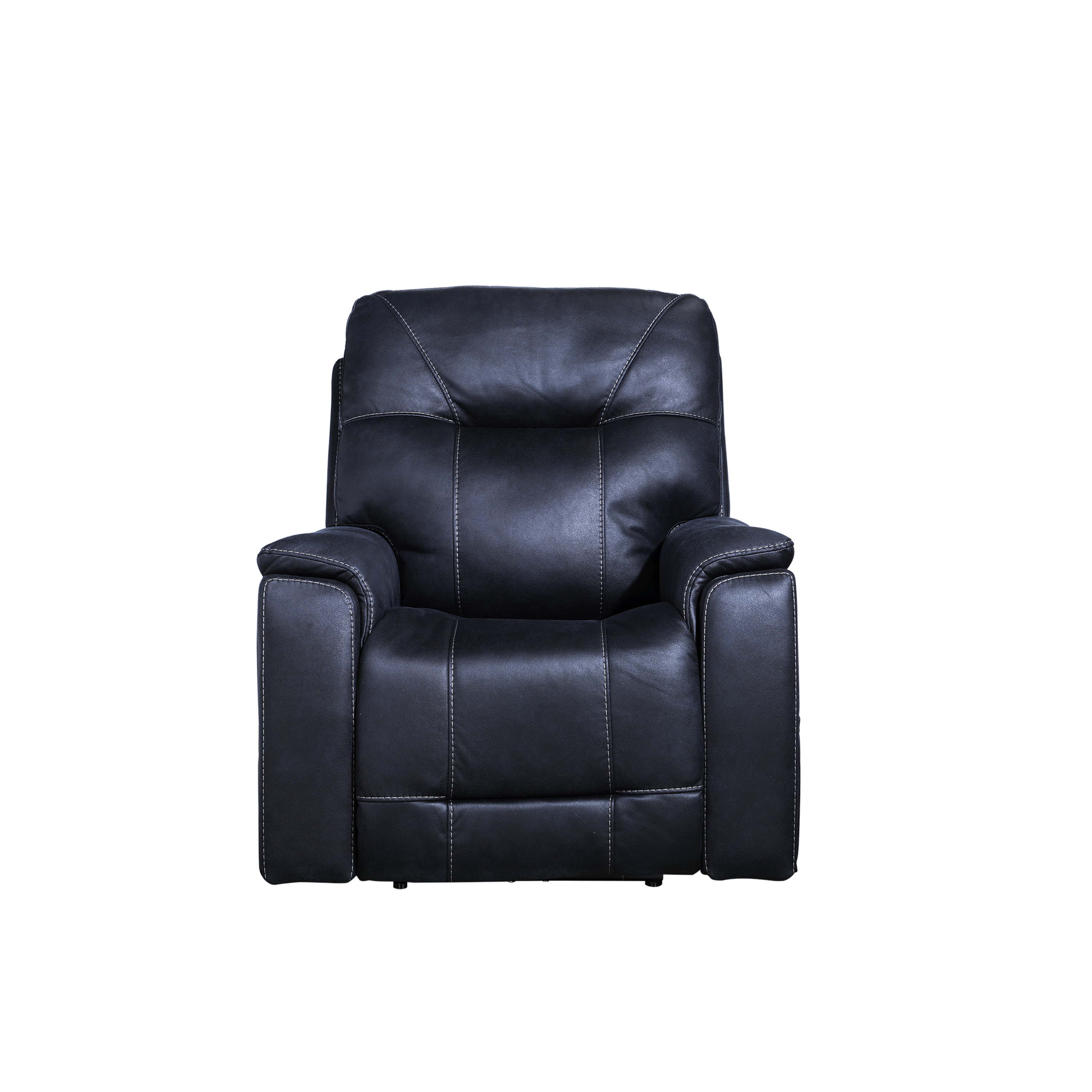 Triple-Power Recliner with Lighted Cupholders - Ocean Blue Leatherette, Transitional Design