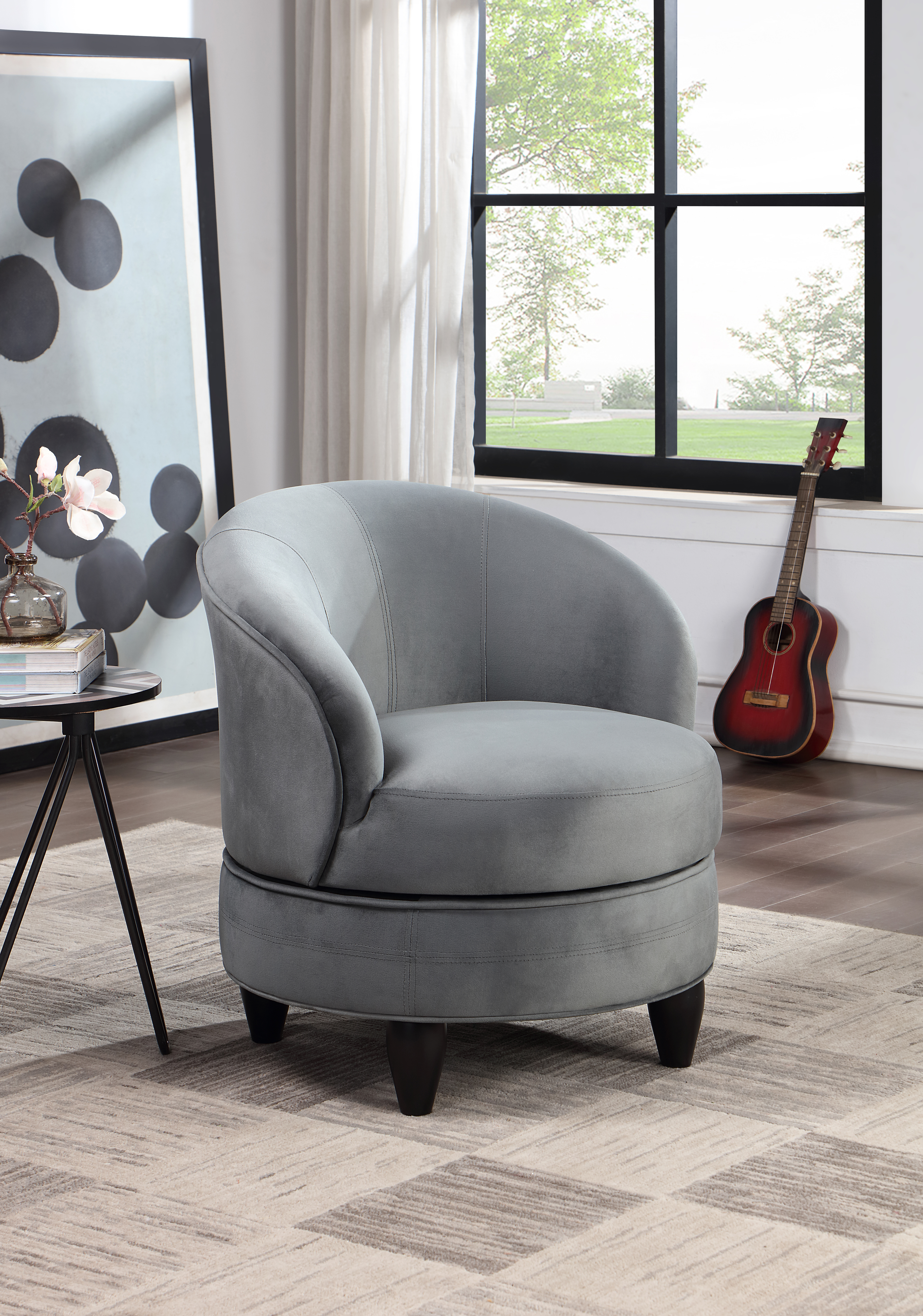 Sophia - Swivel Chair - Gray Velvet