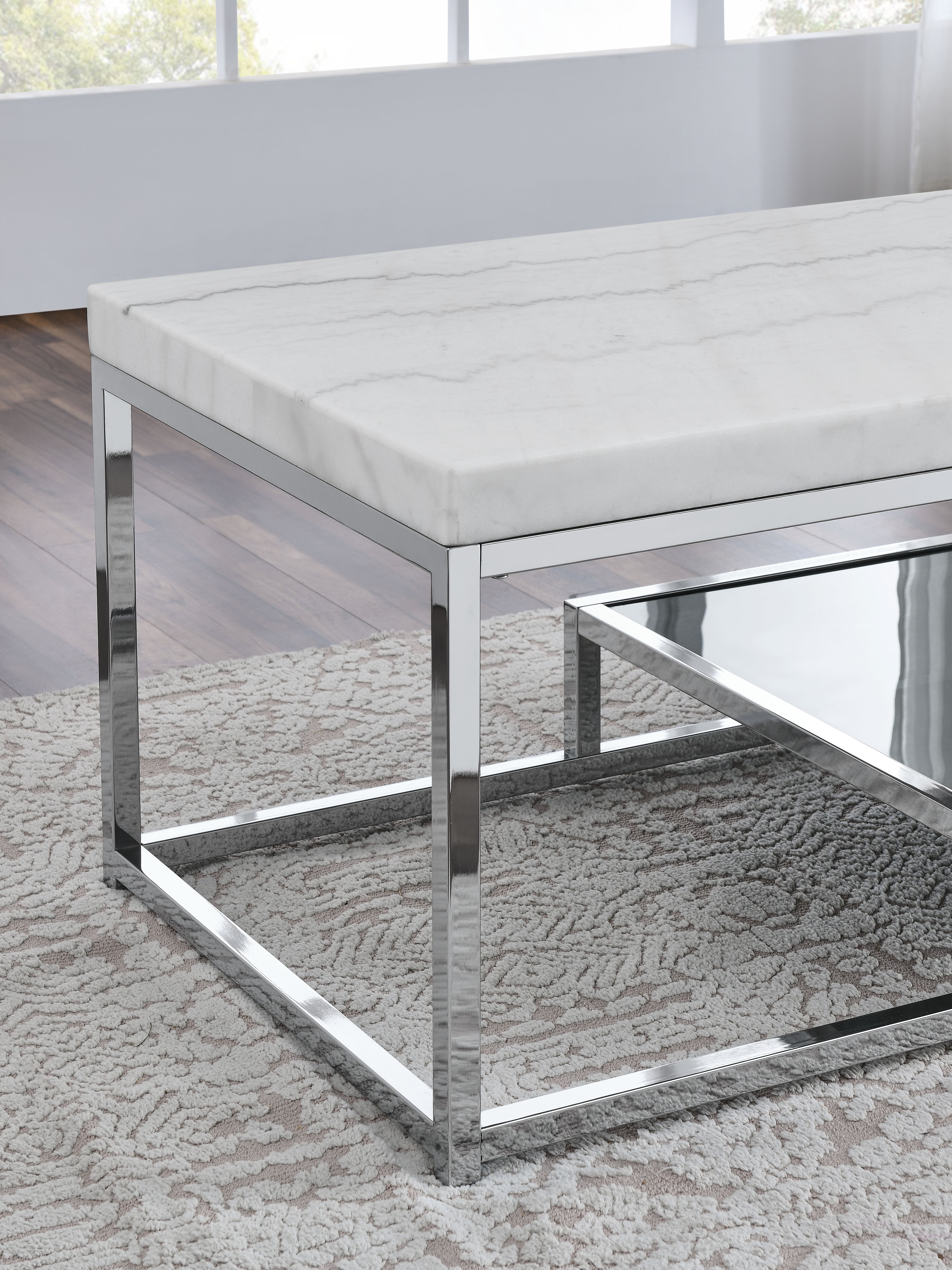 Aston - White Marble Top End Table - White