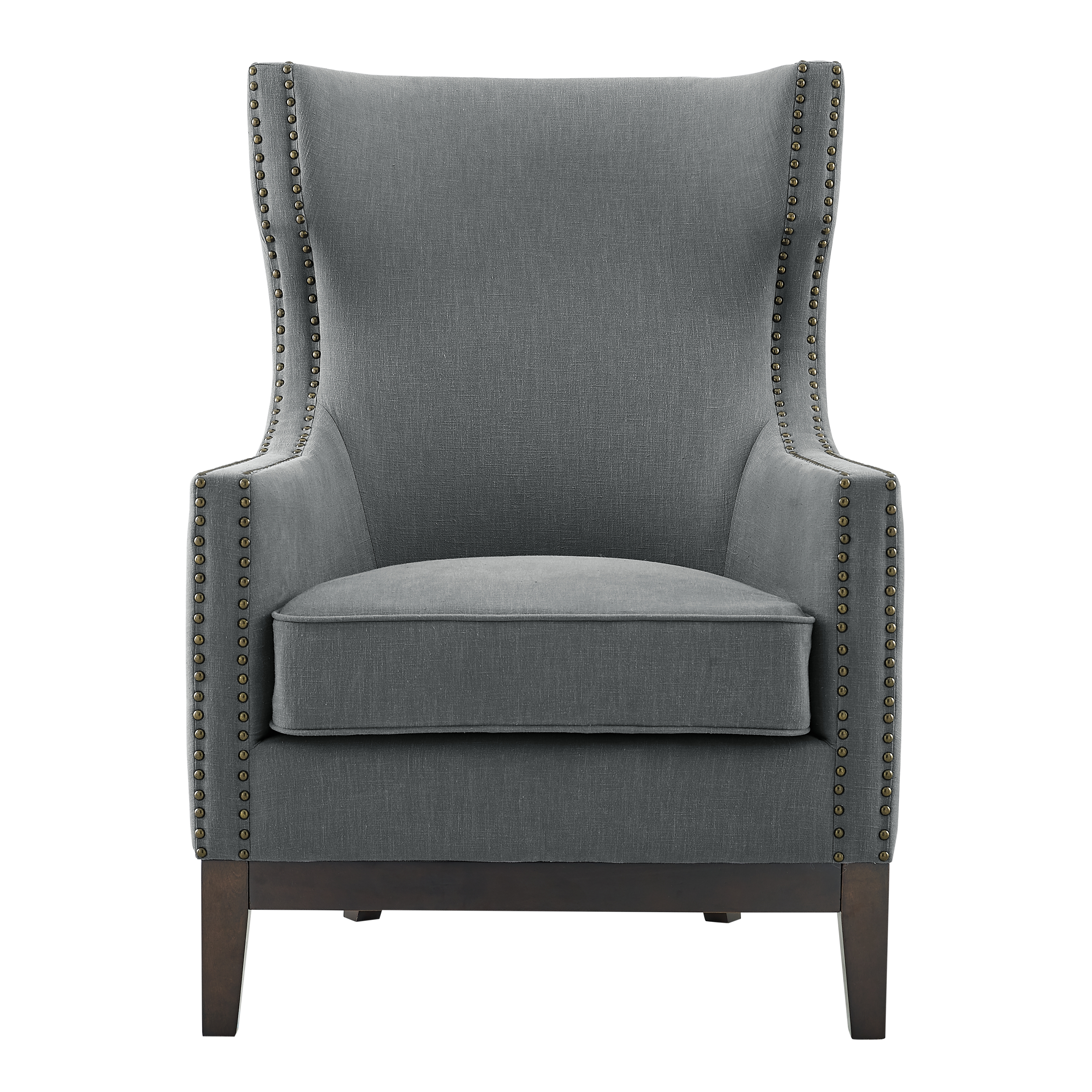 Roswell - Linen Wingback Chair - Dark Gray