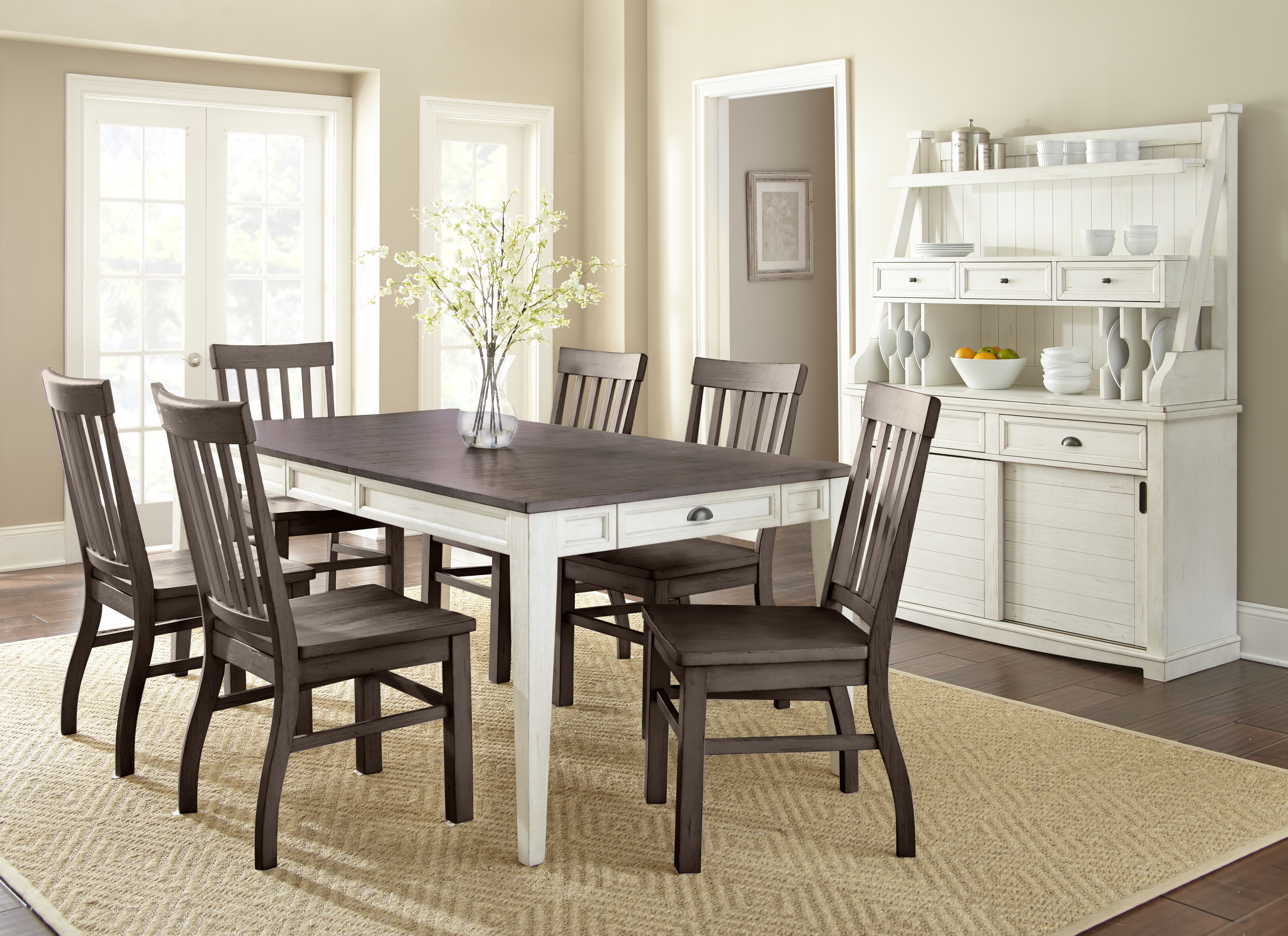 Cayla - Table - Dark Oak & White