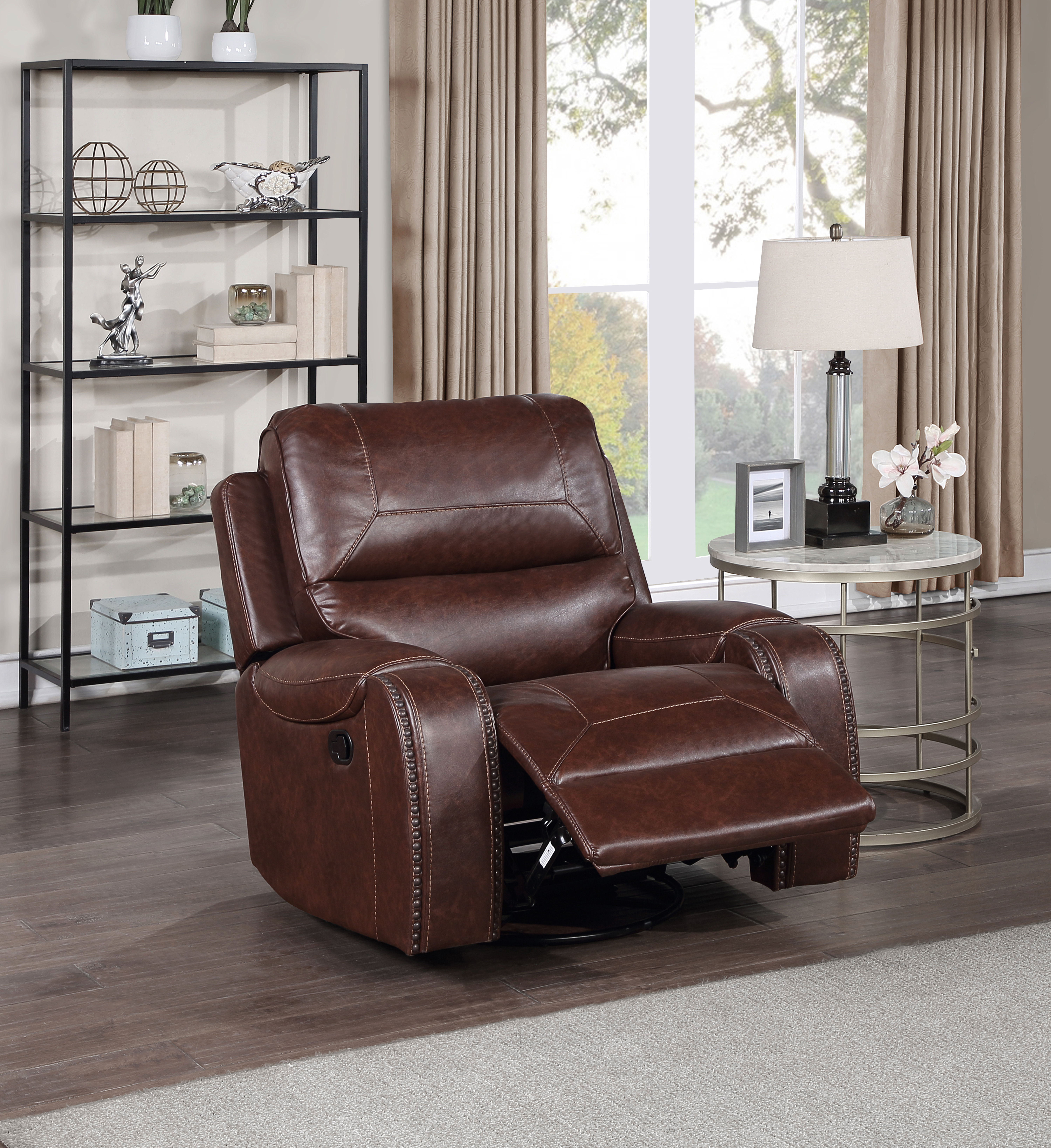 Keily - Manual Motion Swivel Recliner - Dark Brown