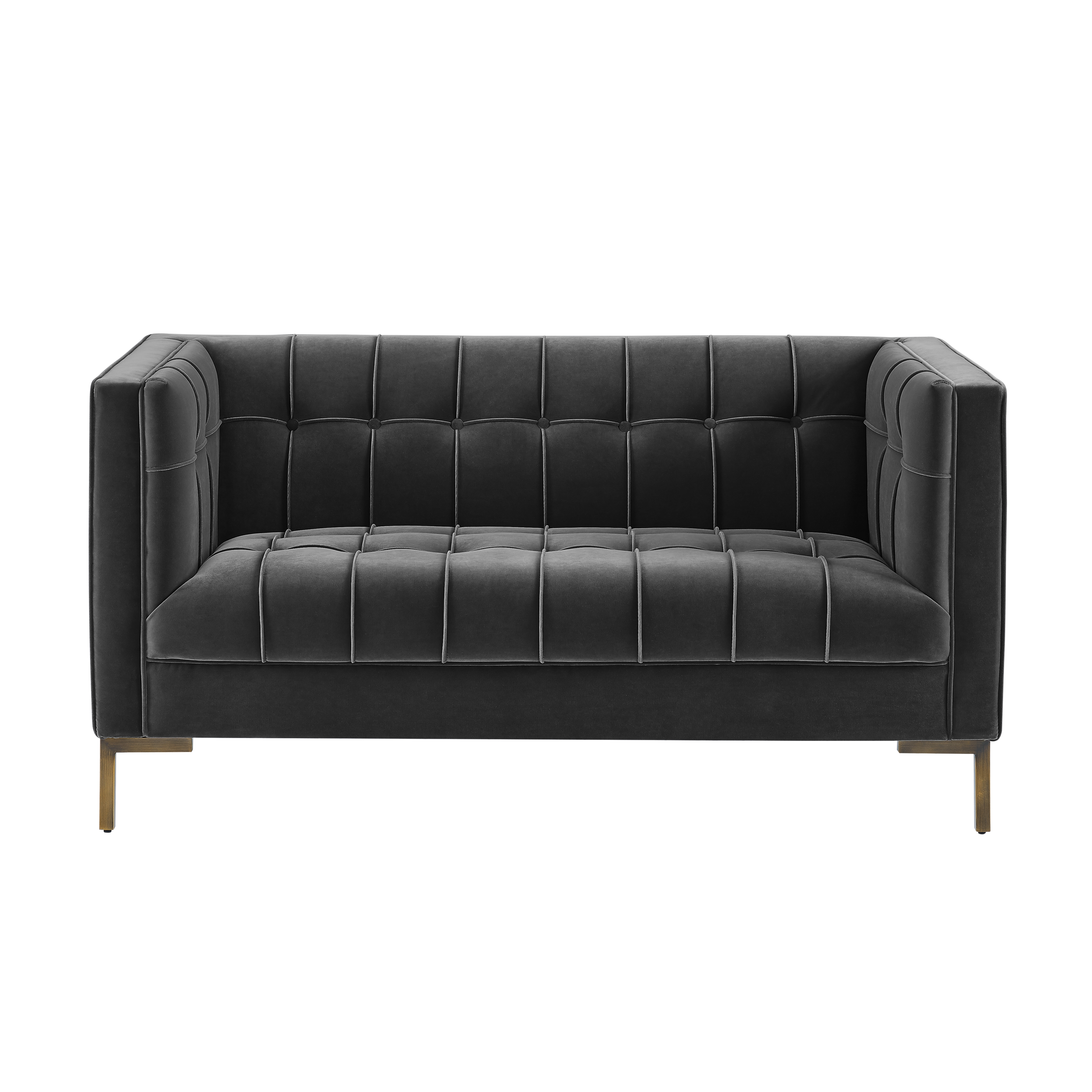 Isaac - Stitch Velvet Loveseat - Gray