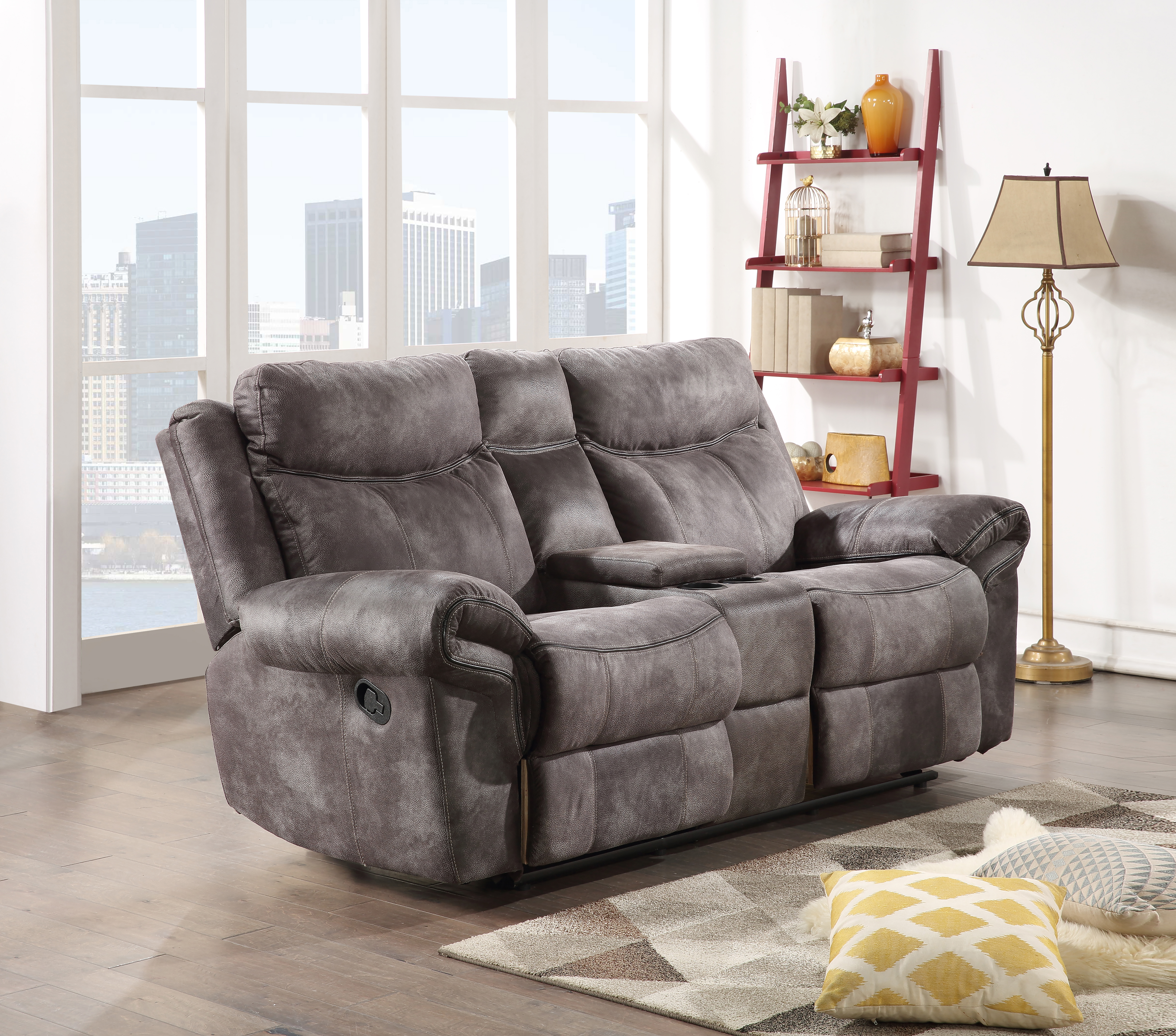 Nashville - Glider Recliner Console Loveseat - Gray