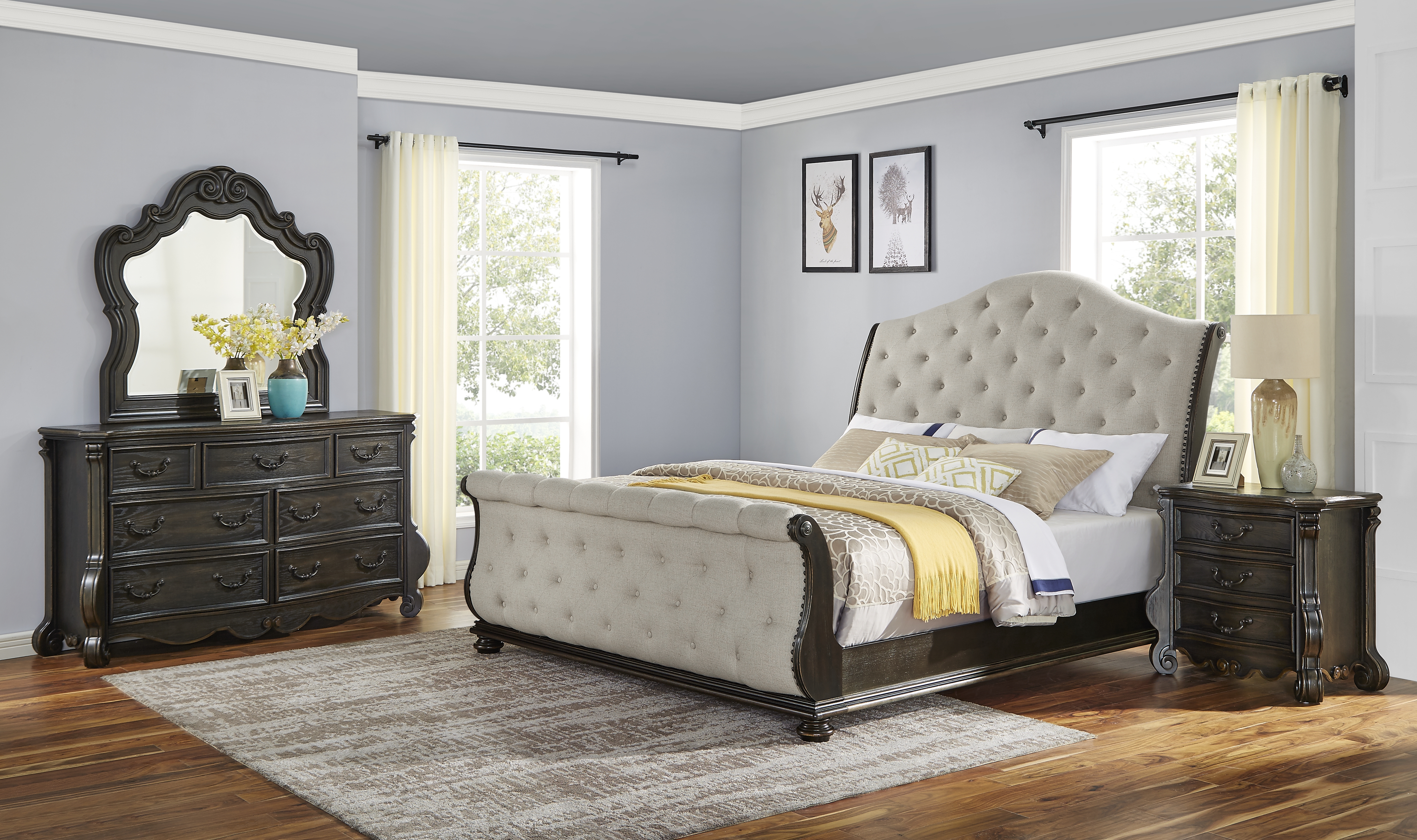 Rhapsody - Queen Sleigh Bed - Beige