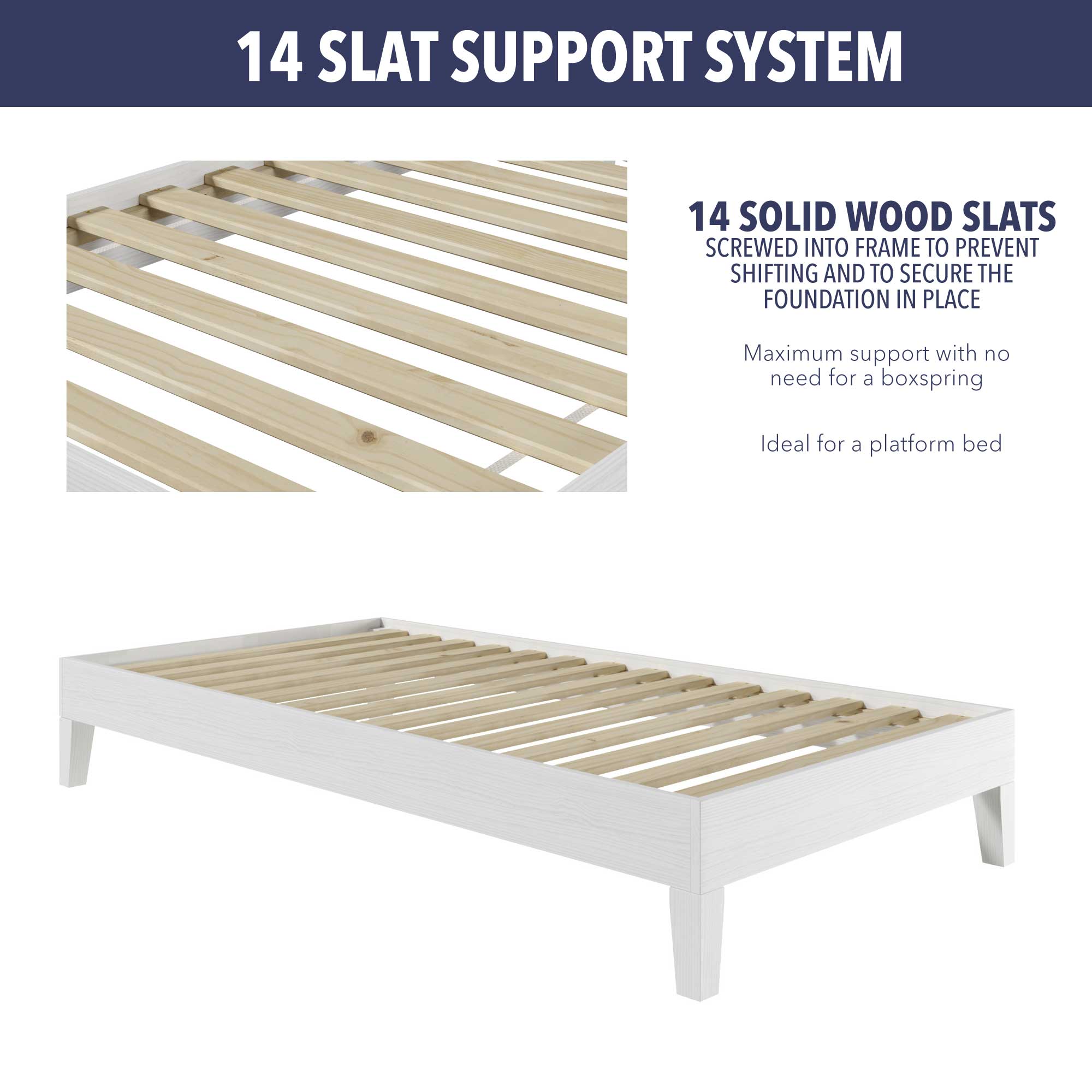 Nix - Twin Platform Bed - White