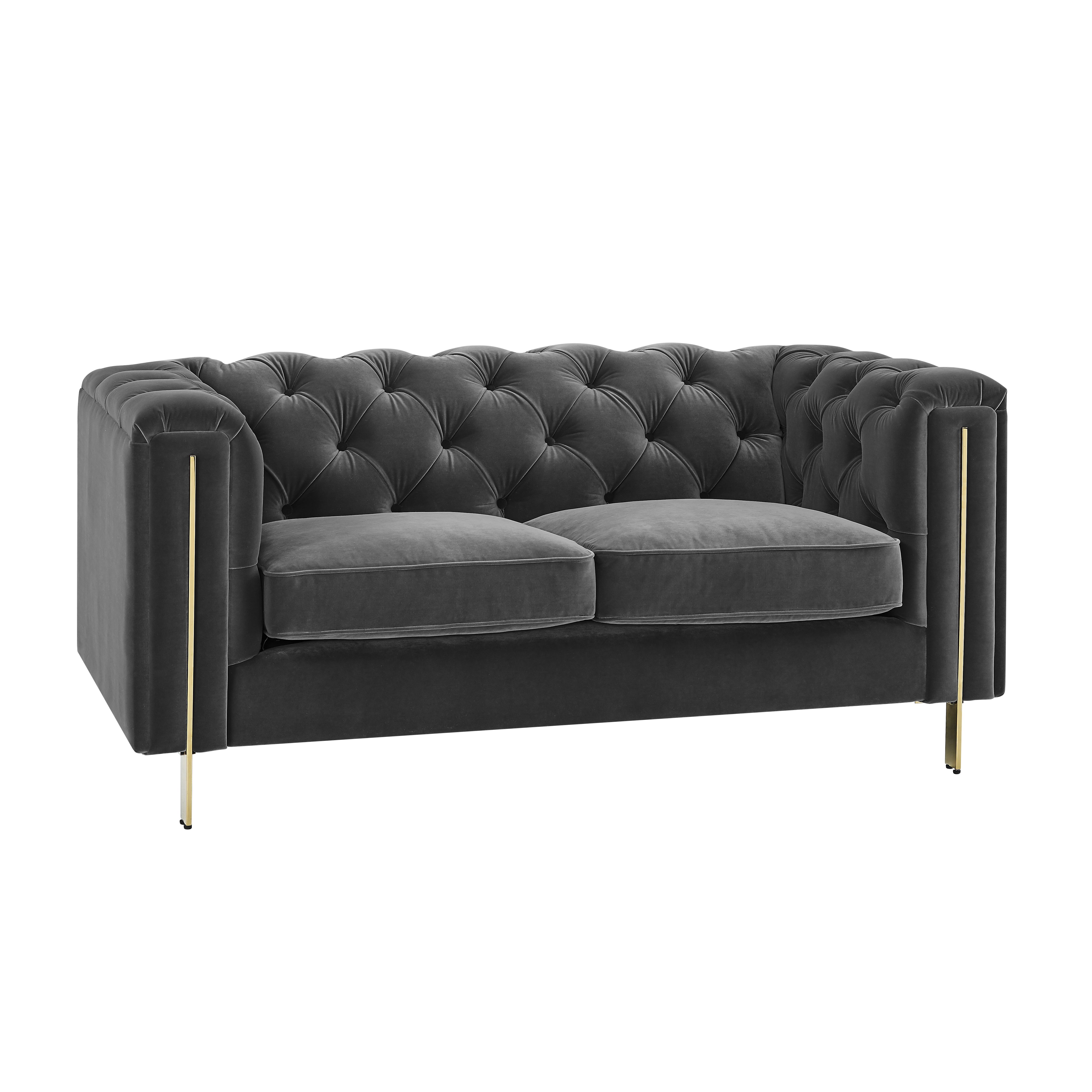 Charlene - Velvet Loveseat - Gray