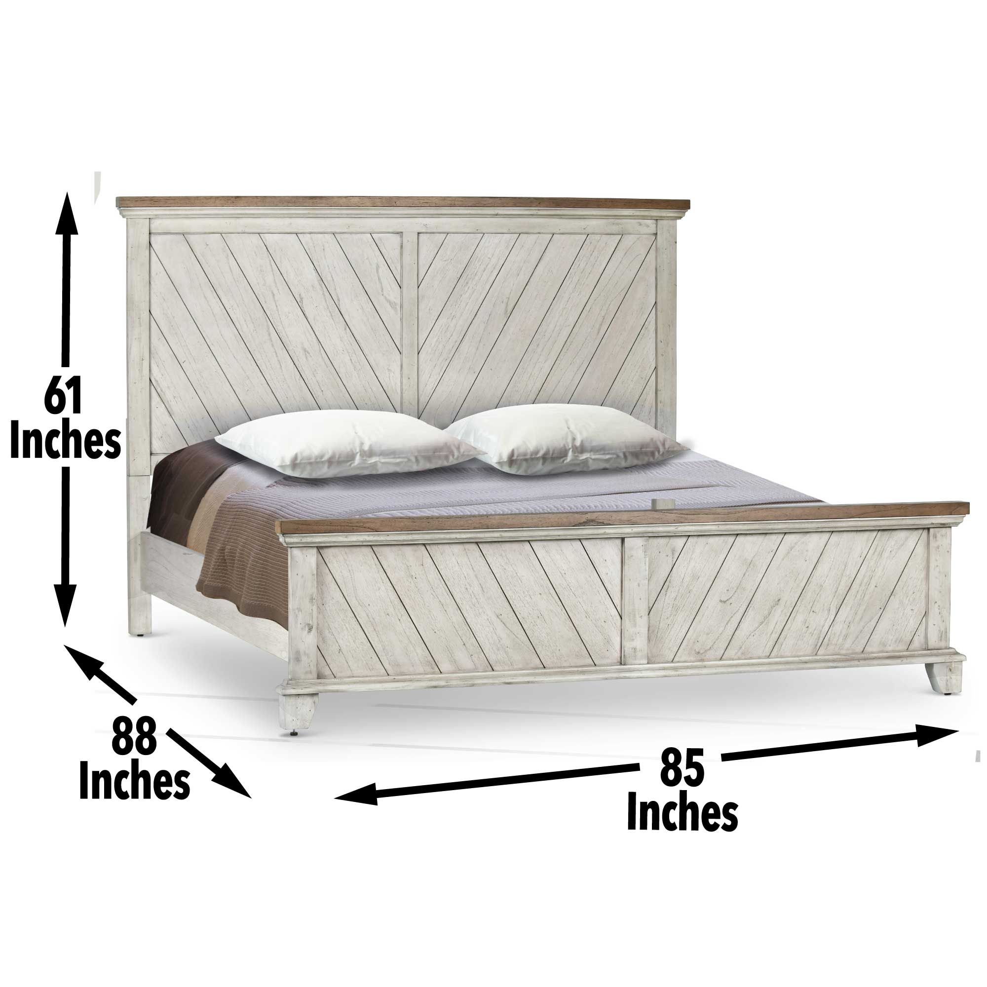 Bear Creek - King Bed - Whitewashed Gray