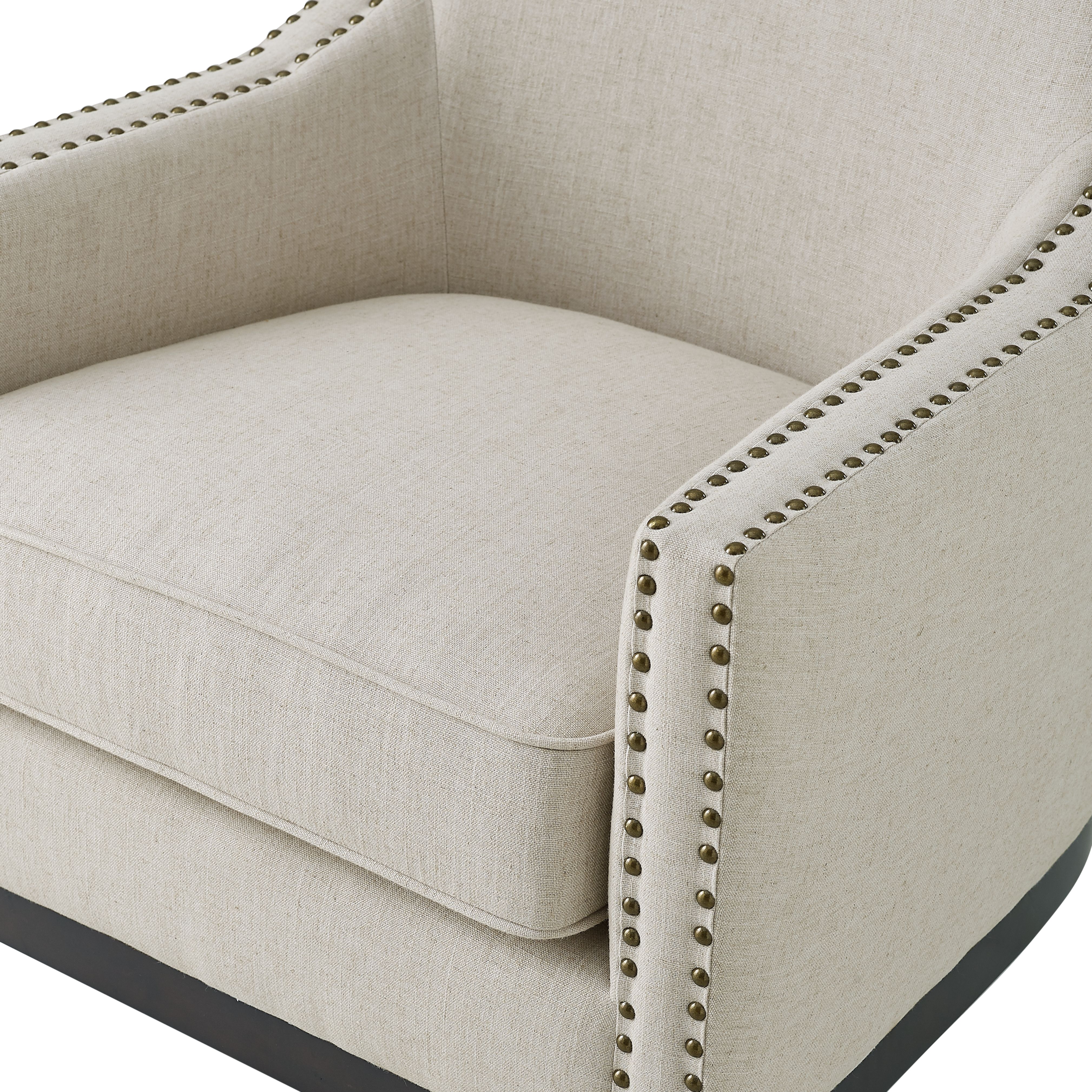 Roswell - Linen Wingback Chair - Pearl