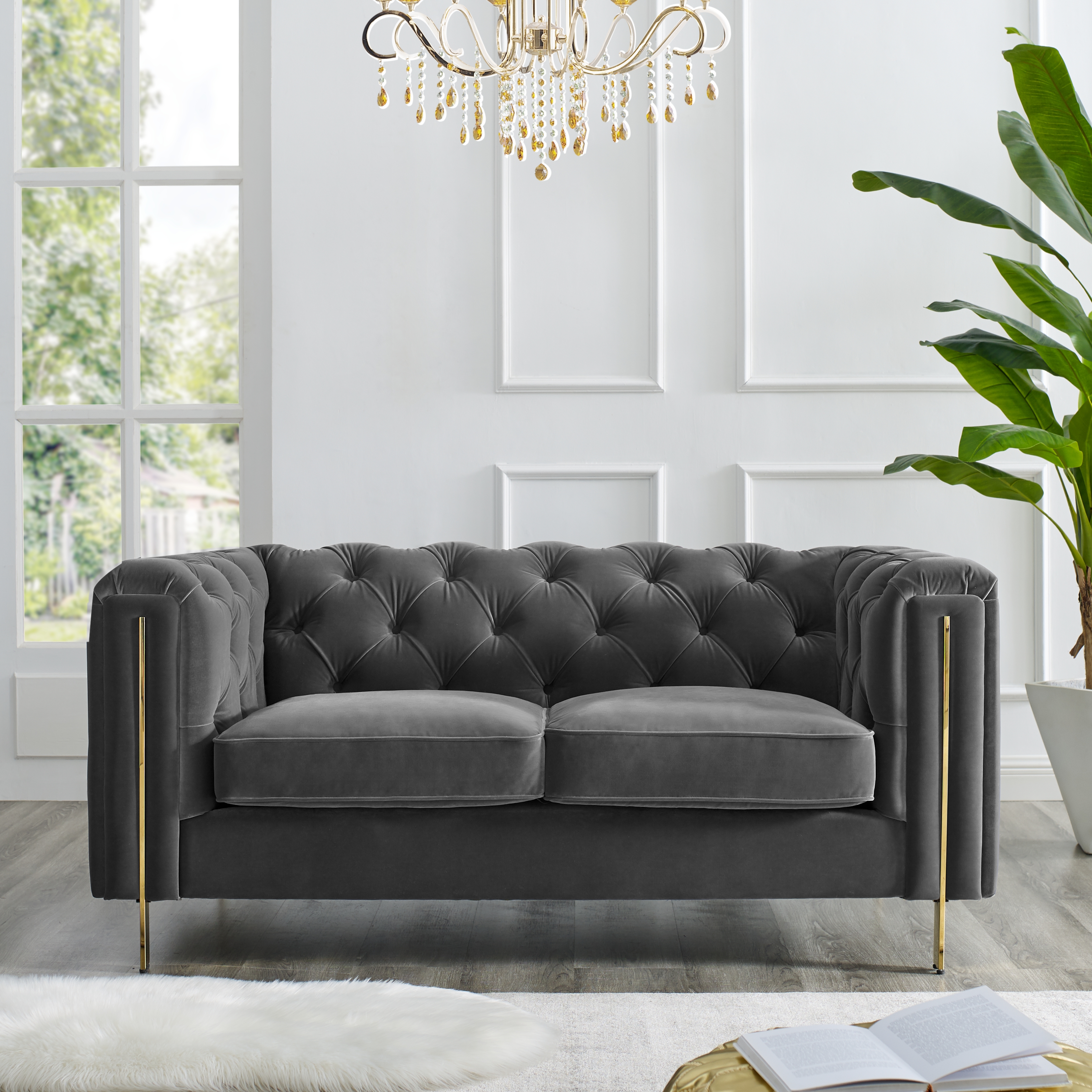 Charlene - Velvet Loveseat - Gray