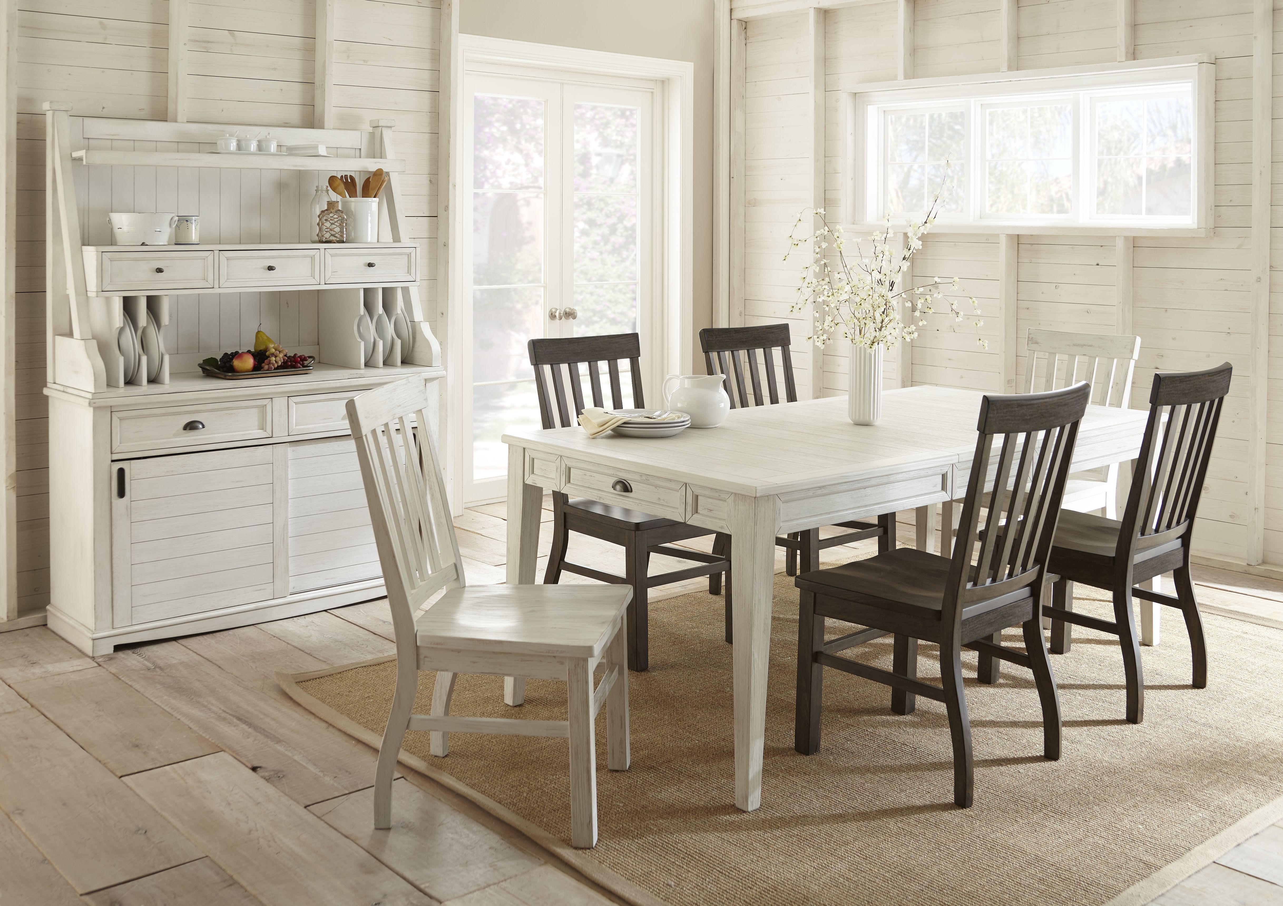 Cayla - 7 Piece Dining Set - White & Dark Brown