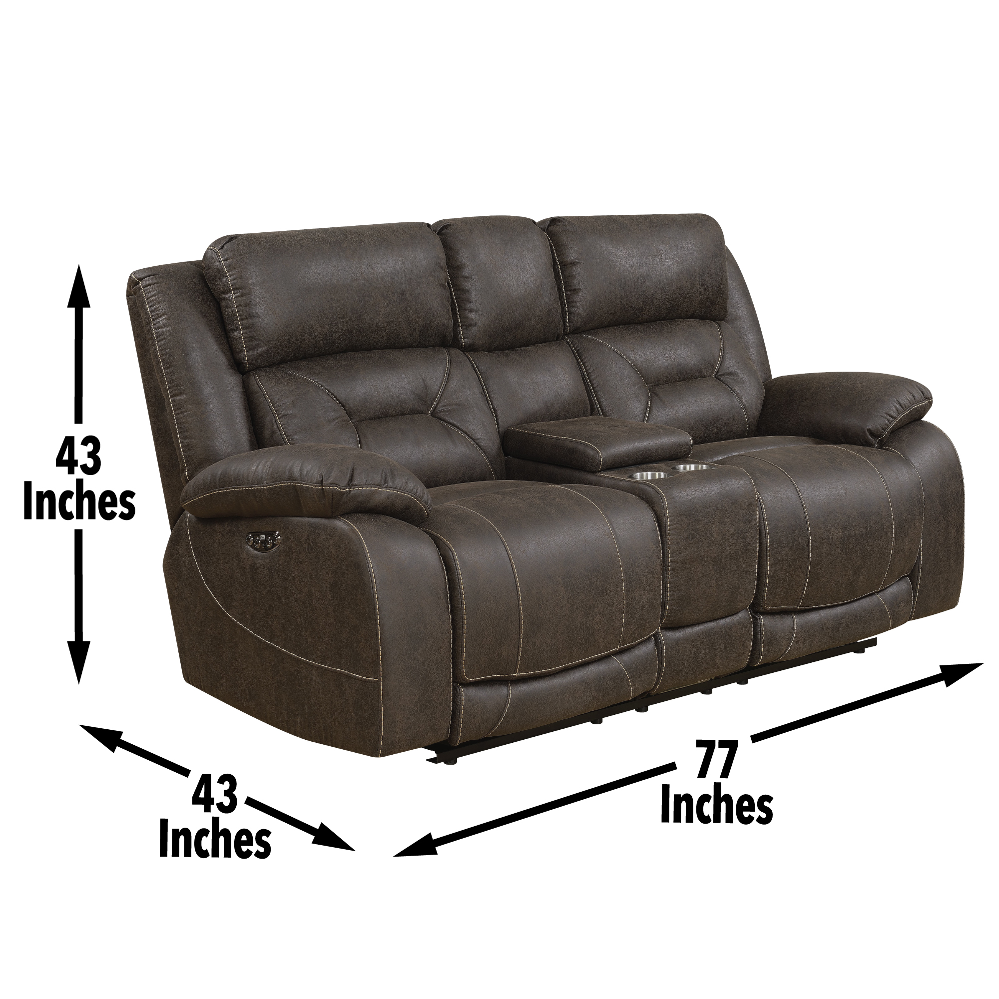 Aria - Dual Power Loveseat With Console - Brown