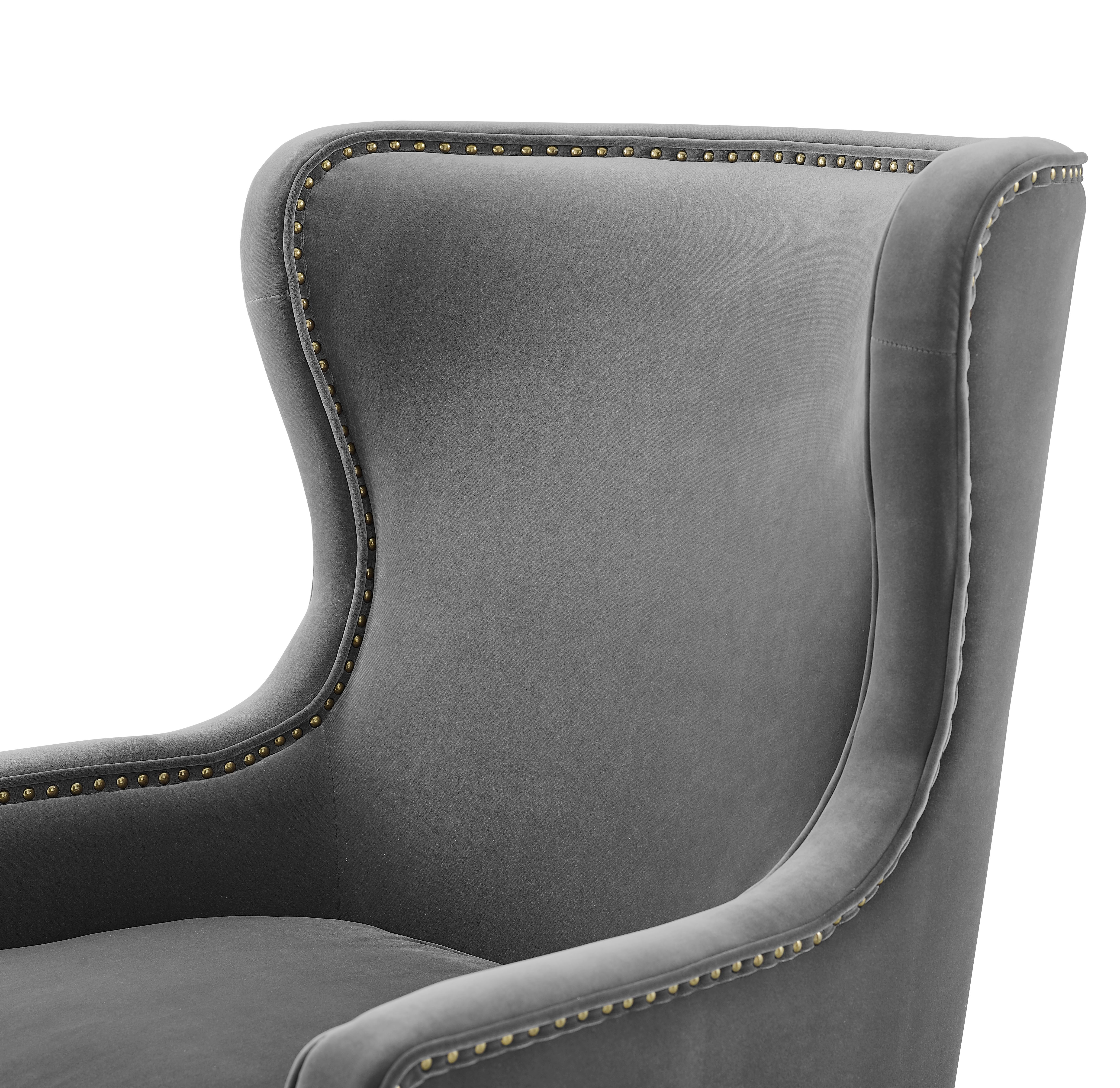 Rosco - Velvet Wingback Chair - Charcoal