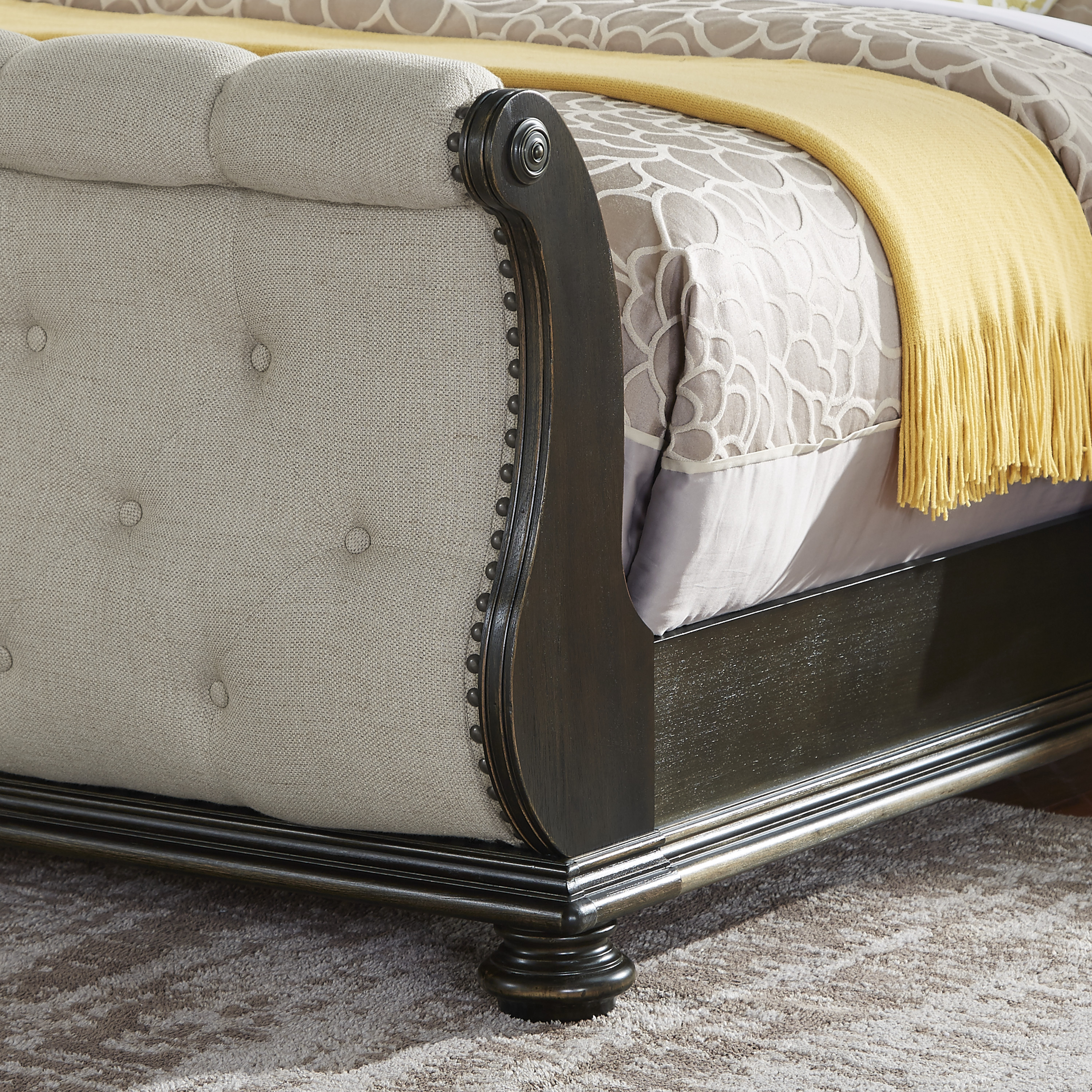 Rhapsody - Queen Sleigh Bed - Beige