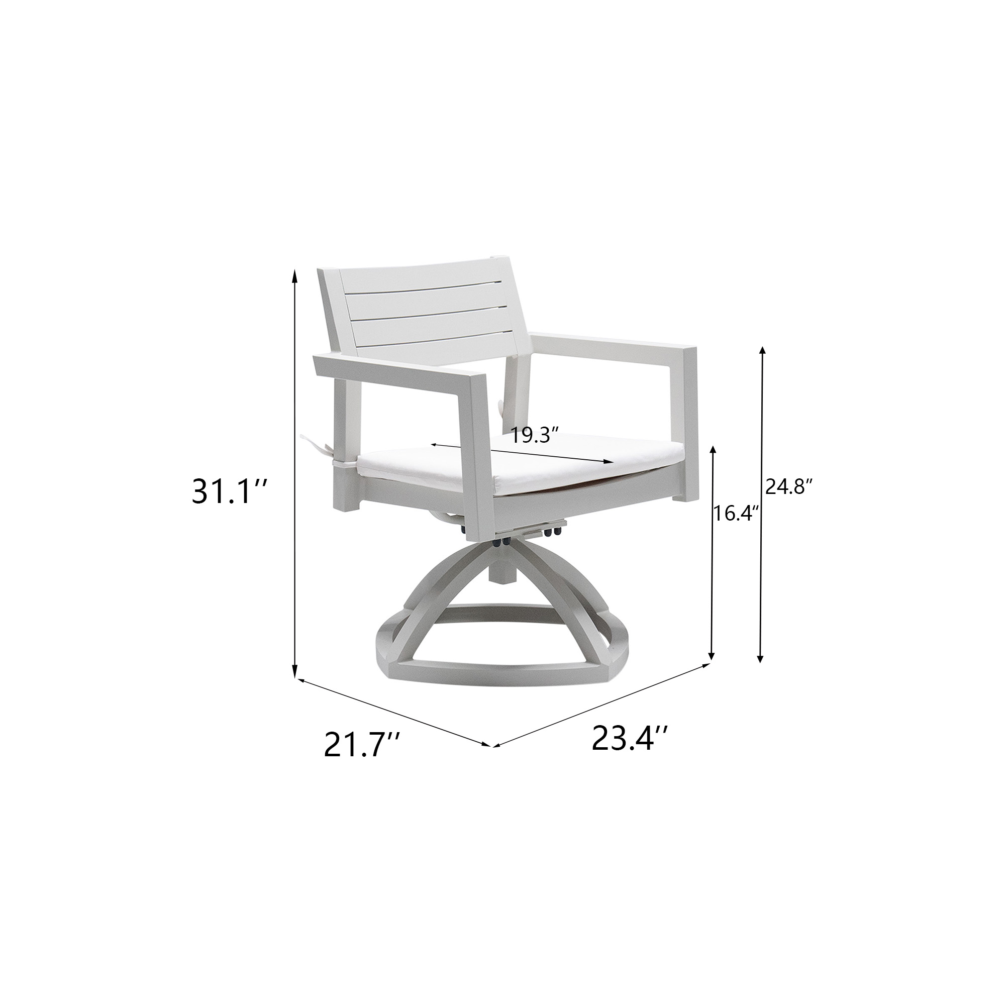 Outdoor Patio Aluminum Swivel Rocker 2PCS with Outdoor-grade Sunbrella Fabric Cushions, Grayish