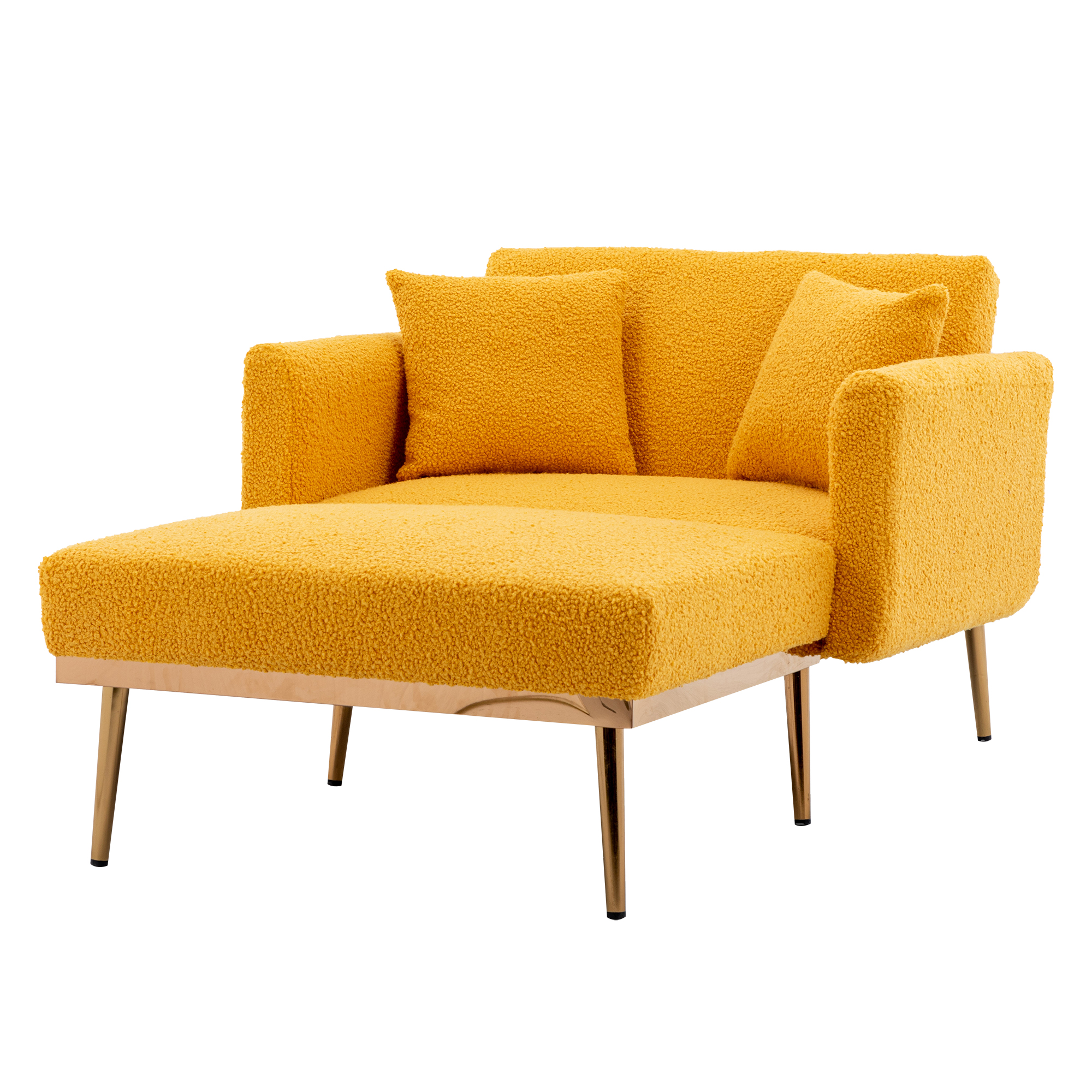 COOLMORE fashionable and classic style chaise lounge chair / accent chair for Living Room, bedroom (Mustard Teddy)