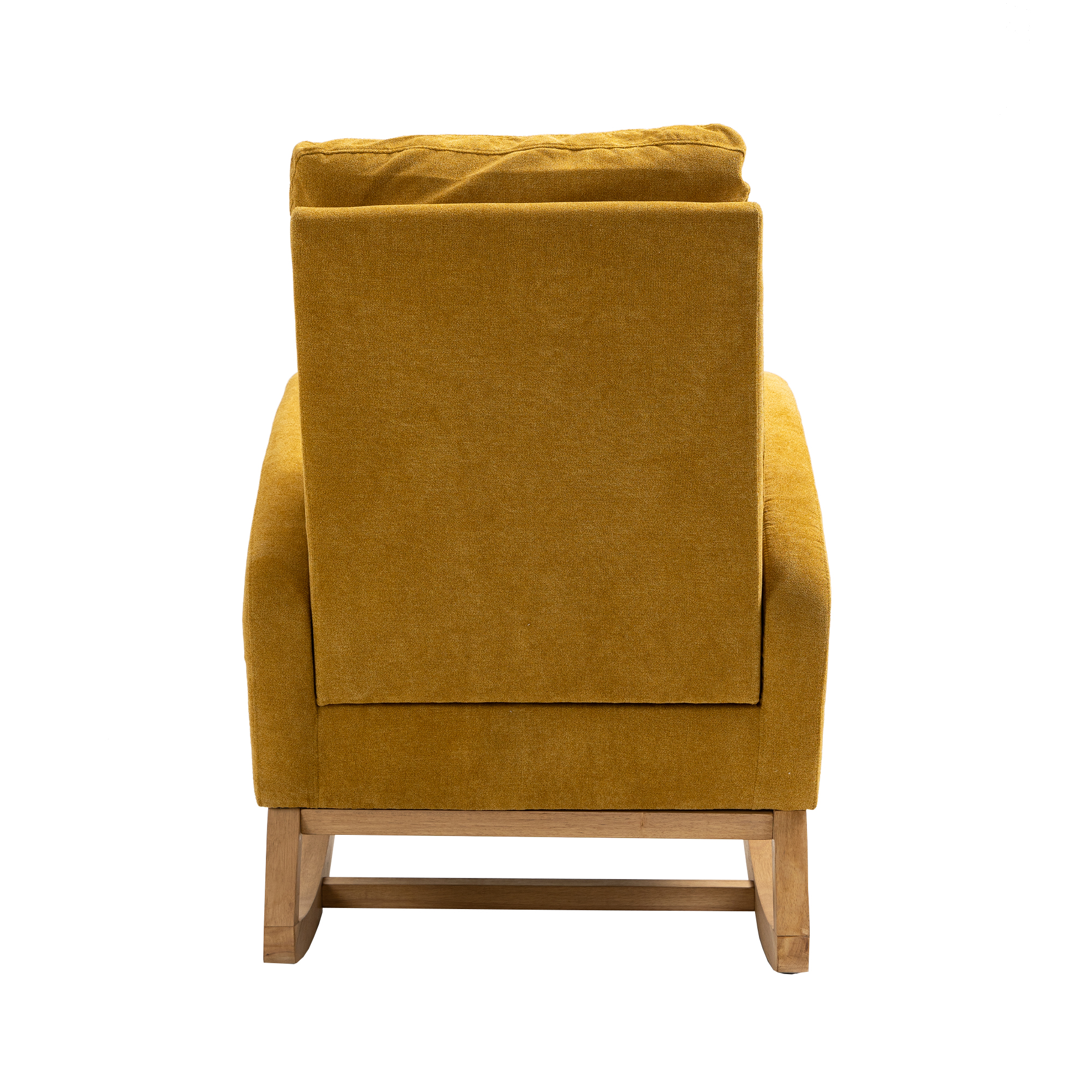 COOLMORE Rocking Chair, Modern Glider Chair, Recliner Armchair with Wood Legs and Side Pocket, Nursery Rocking Accent Chair with High Back for Living Room Bedroom (Mustard Yellow linen)