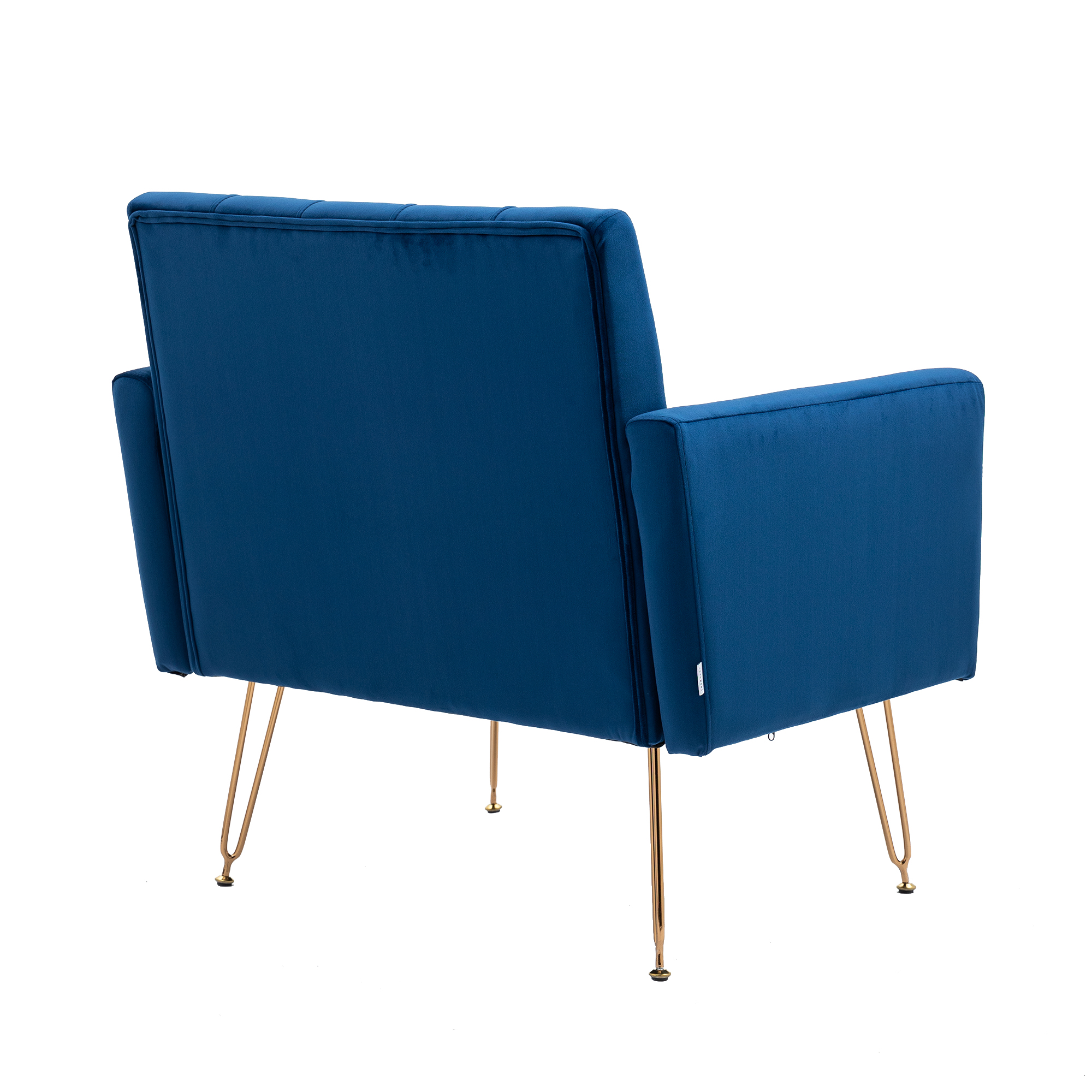 COOLMORE Velvet Armchair Single Sofa Modern Tufted Upholstered Side Reading Chairs with Arm and Gold Metal Leg for Living Room Bedroom (Navy )