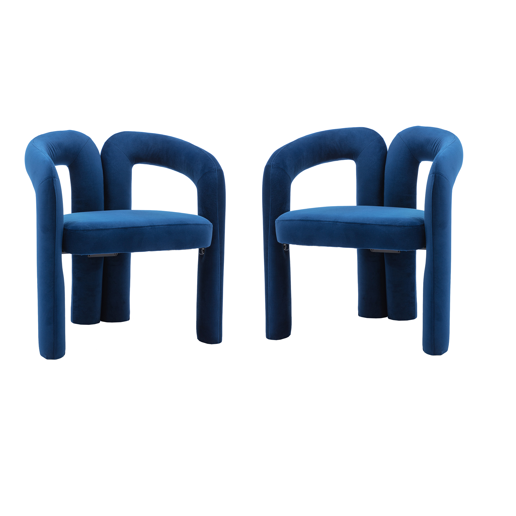 COOLMORE Contemporary Designed Velvet Fabric Upholstered Accent/Dining Chair /Barrel Side Chairs Kitchen Armchair for Living Room set of 2 (Navy Velvet)