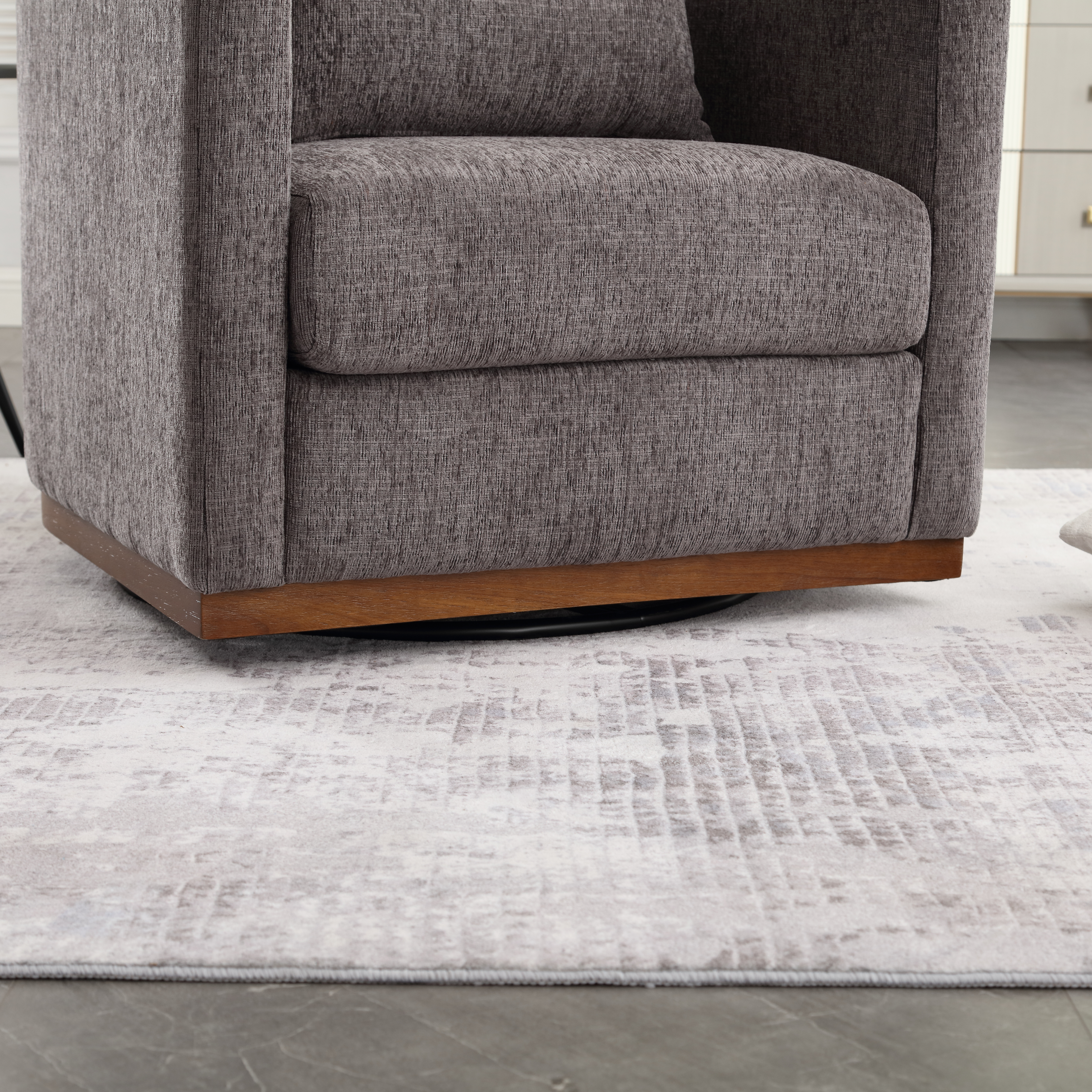 Fauteuil Baril Pivotant COOLMORE, Fauteuil d'Accent Rond Confortable pour Salon, Fauteuil Baril Pivotant à 360 Degrés, Fauteuil de Loisirs pour Chambre d'Enfant, Hôtel, Chambre à Coucher, Bureau, Salon (Chenille Gris Foncé)