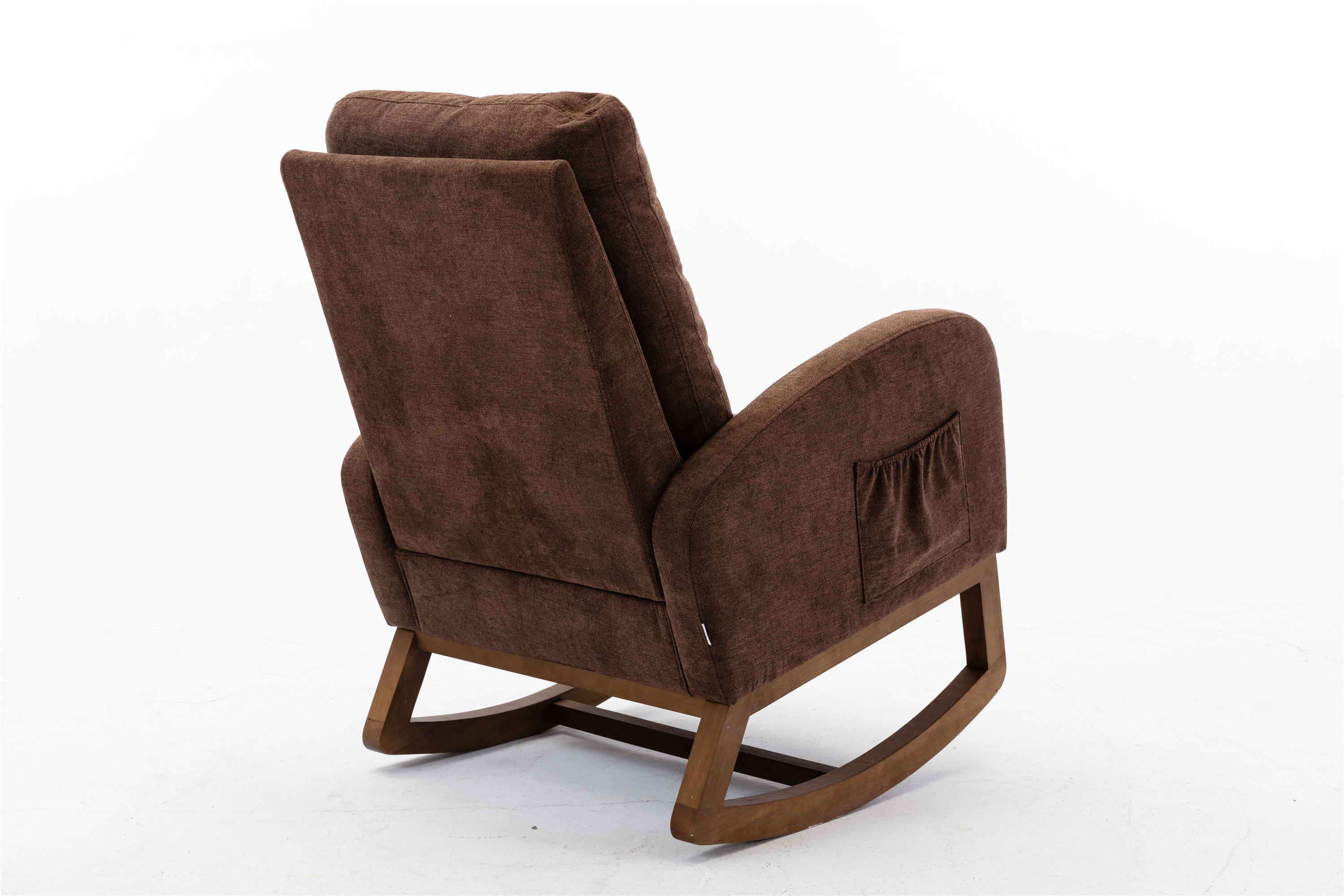 COOLMORE Rocking Chair, Modern Glider Chair, Recliner Armchair with Wood Legs and Side Pocket, Nursery Rocking Accent Chair with High Back for Living Room Bedroom (Coffee linen)