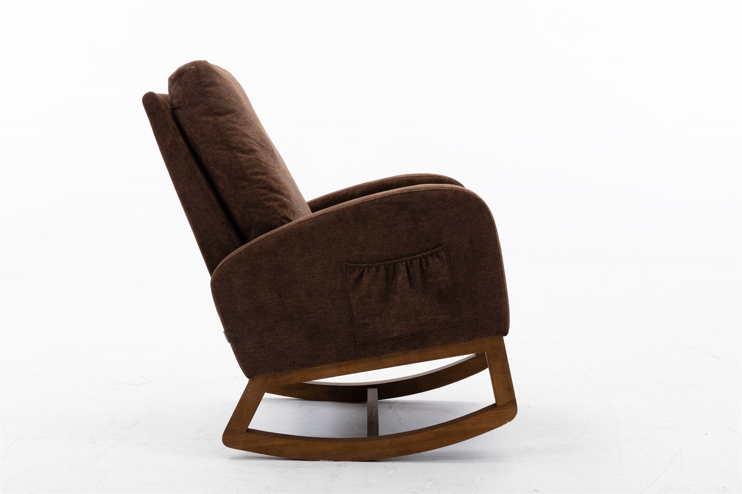 COOLMORE Rocking Chair, Modern Glider Chair, Recliner Armchair with Wood Legs and Side Pocket, Nursery Rocking Accent Chair with High Back for Living Room Bedroom (Coffee linen)