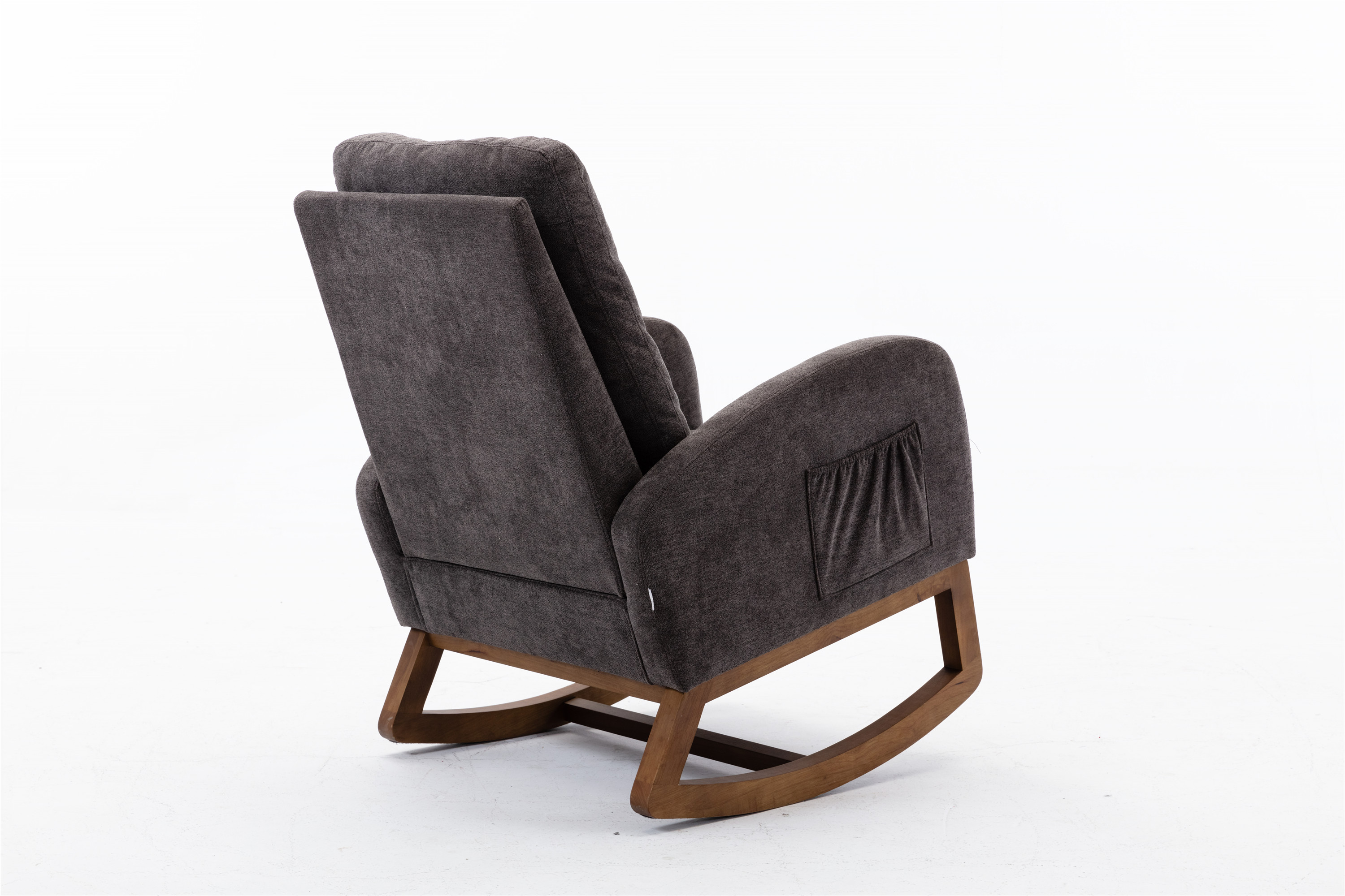 COOLMORE Rocking Chair, Modern Glider Chair, Recliner Armchair with Wood Legs and Side Pocket, Nursery Rocking Accent Chair with High Back for Living Room Bedroom (Dark Gray linen)