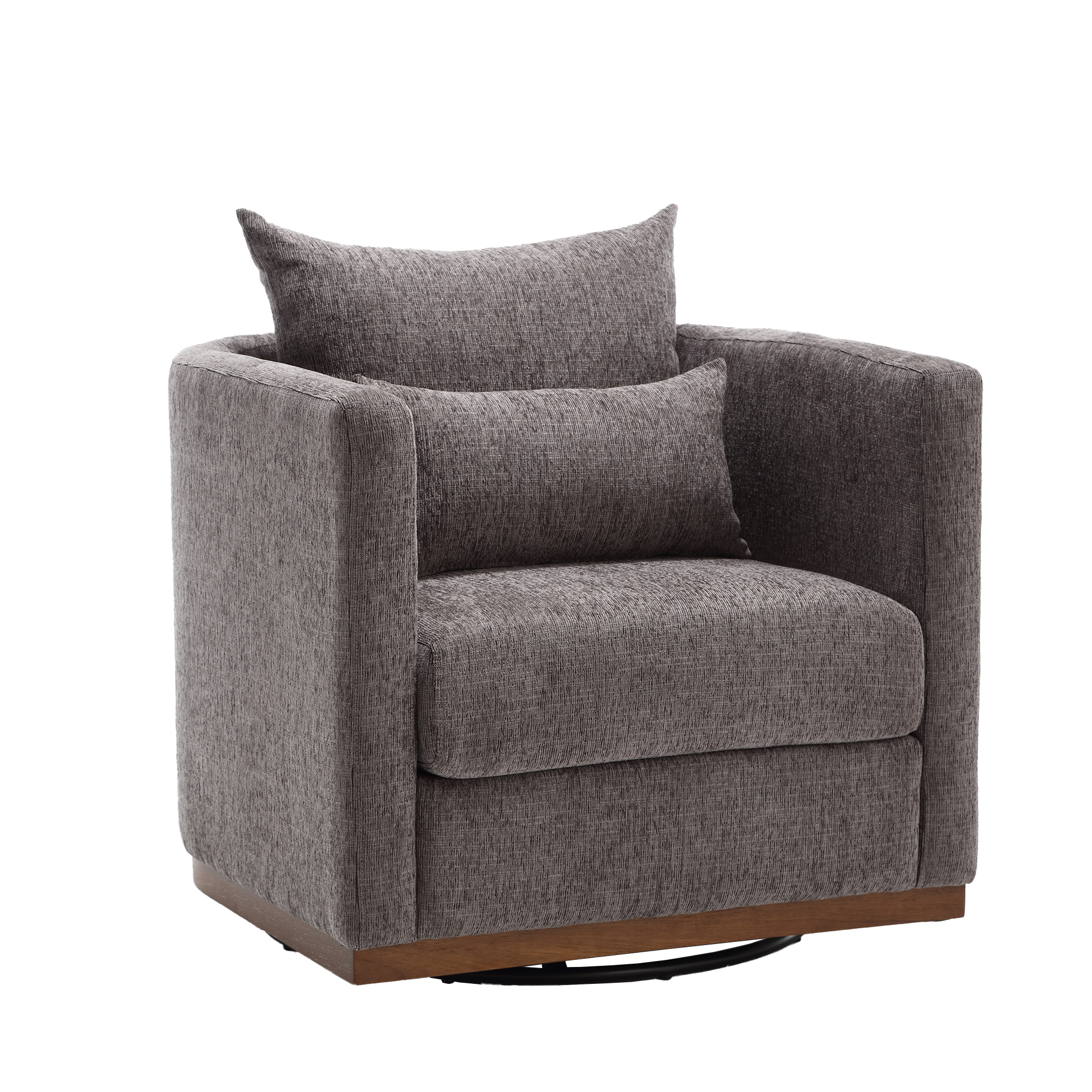 Fauteuil Baril Pivotant COOLMORE, Fauteuil d'Accent Rond Confortable pour Salon, Fauteuil Baril Pivotant à 360 Degrés, Fauteuil de Loisirs pour Chambre d'Enfant, Hôtel, Chambre à Coucher, Bureau, Salon (Chenille Gris Foncé)