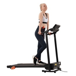 Foldable Treadmill Walking and Jogging Electric Running Machine with Heart Pulse Monitor and Speaker, 3 Incline Adjustable Portable Compact Walking Jogging Treadmill for Home Gym 12 Pre Set Programs