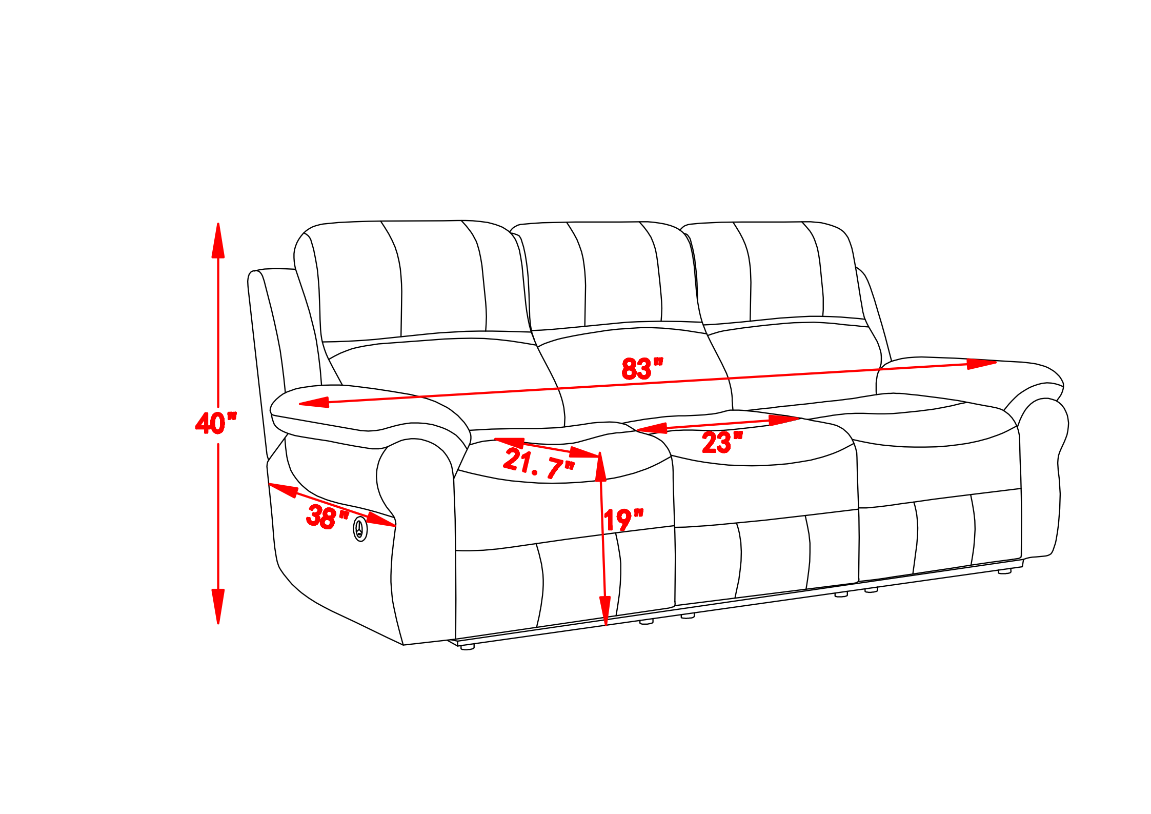 Breathable Fabric Power Reclining Sofa with Drop Down Table,USB Button and Wireless Charger - Gray