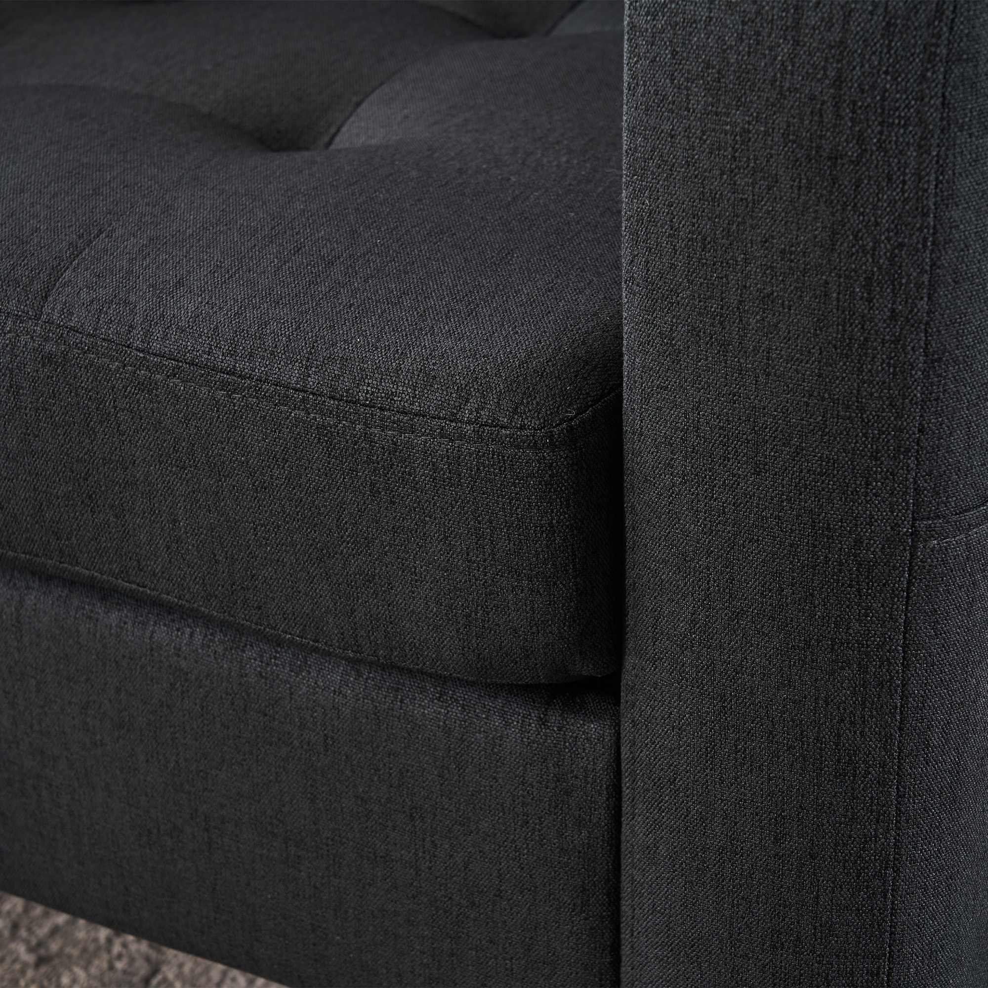 Dark Gray Upholstered Armchair and Storage Ottoman Set - Comfortable Single Sofa with Cup Holders and Tufted Detailing, Ideal for Living Room or Bedroom