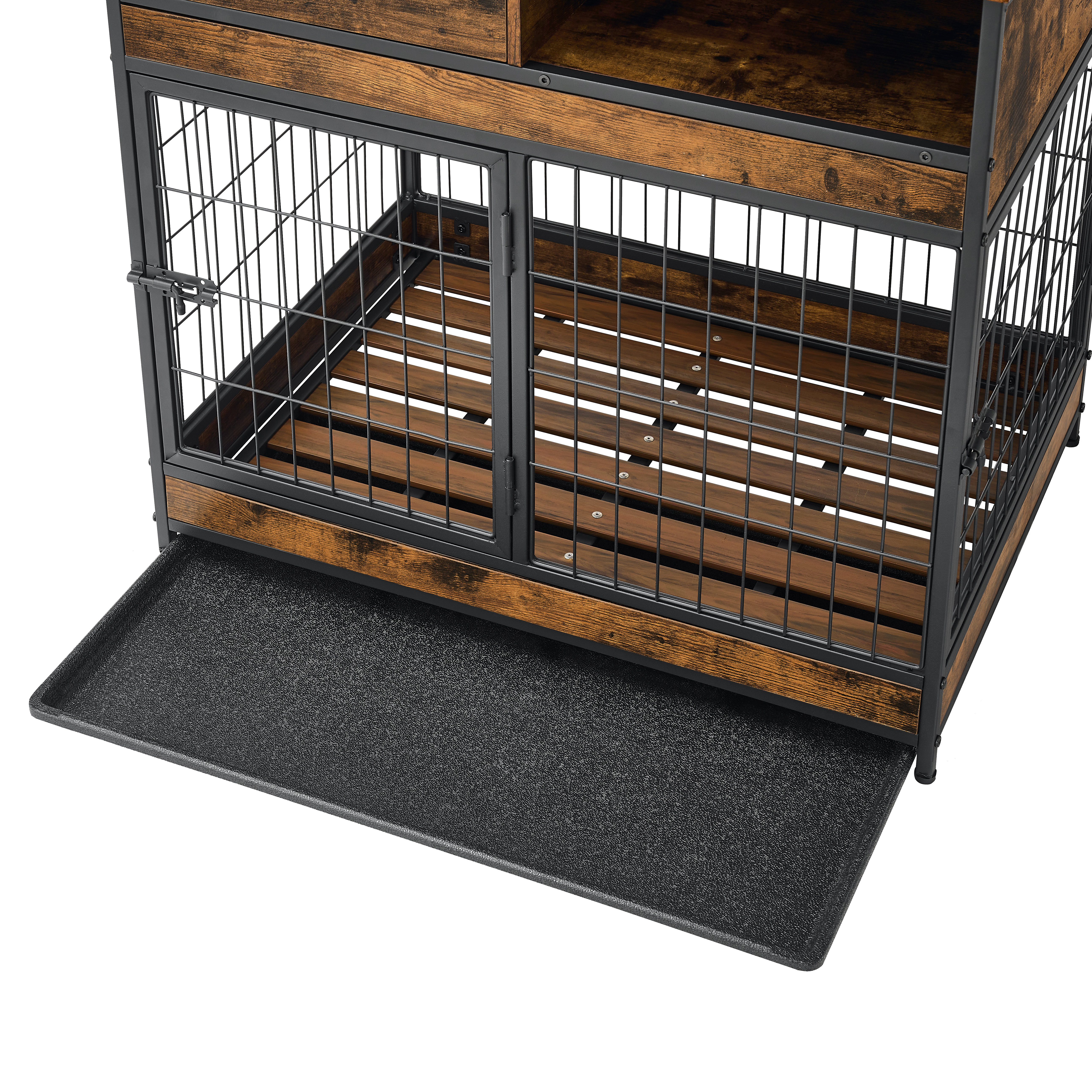 Furniture Dog Cage Crate with Double Doors ,Rustic Brown,31.5"WX22.64"DX30.59"H