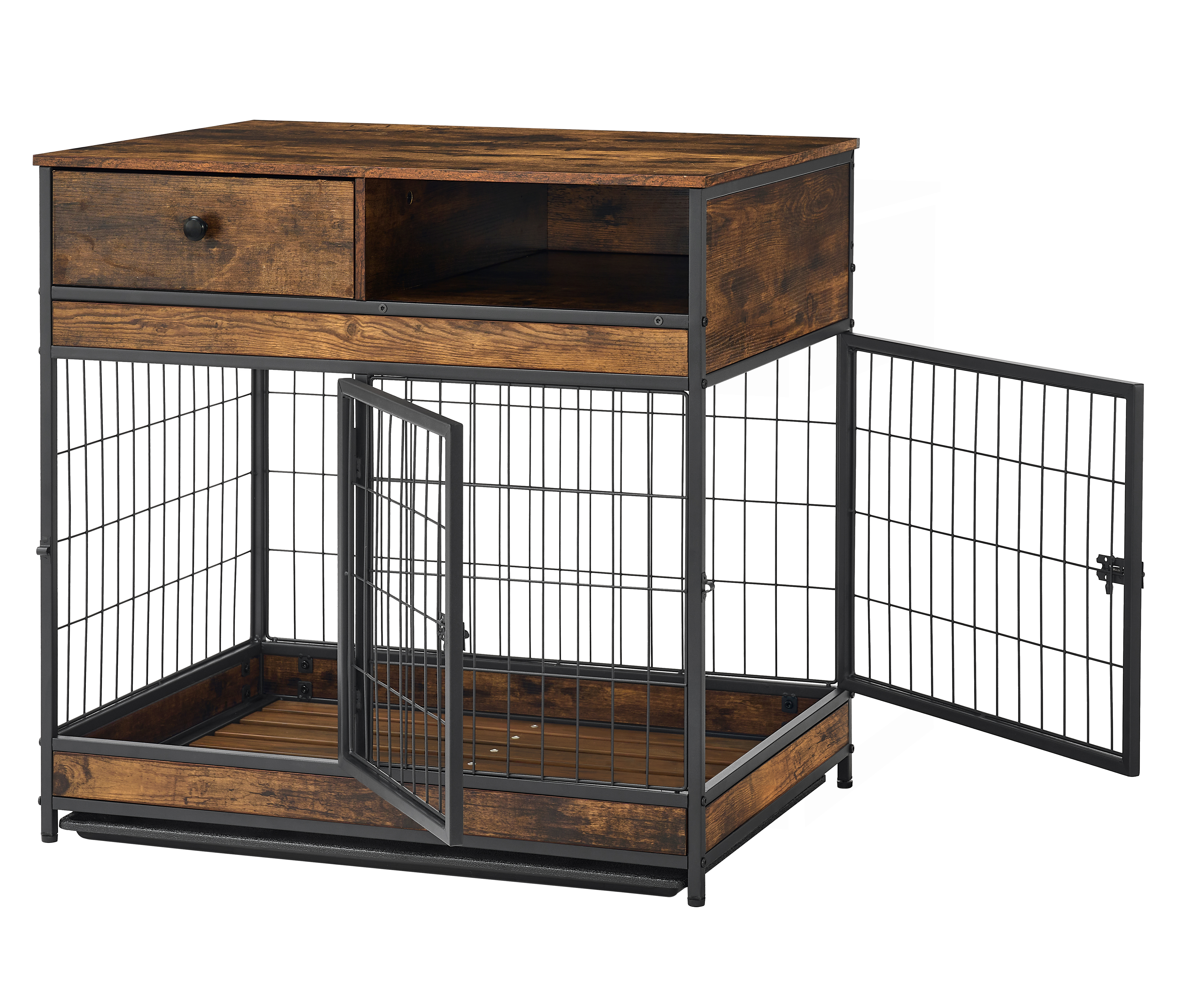 Furniture Dog Cage Crate with Double Doors ,Rustic Brown,31.5"WX22.64"DX30.59"H