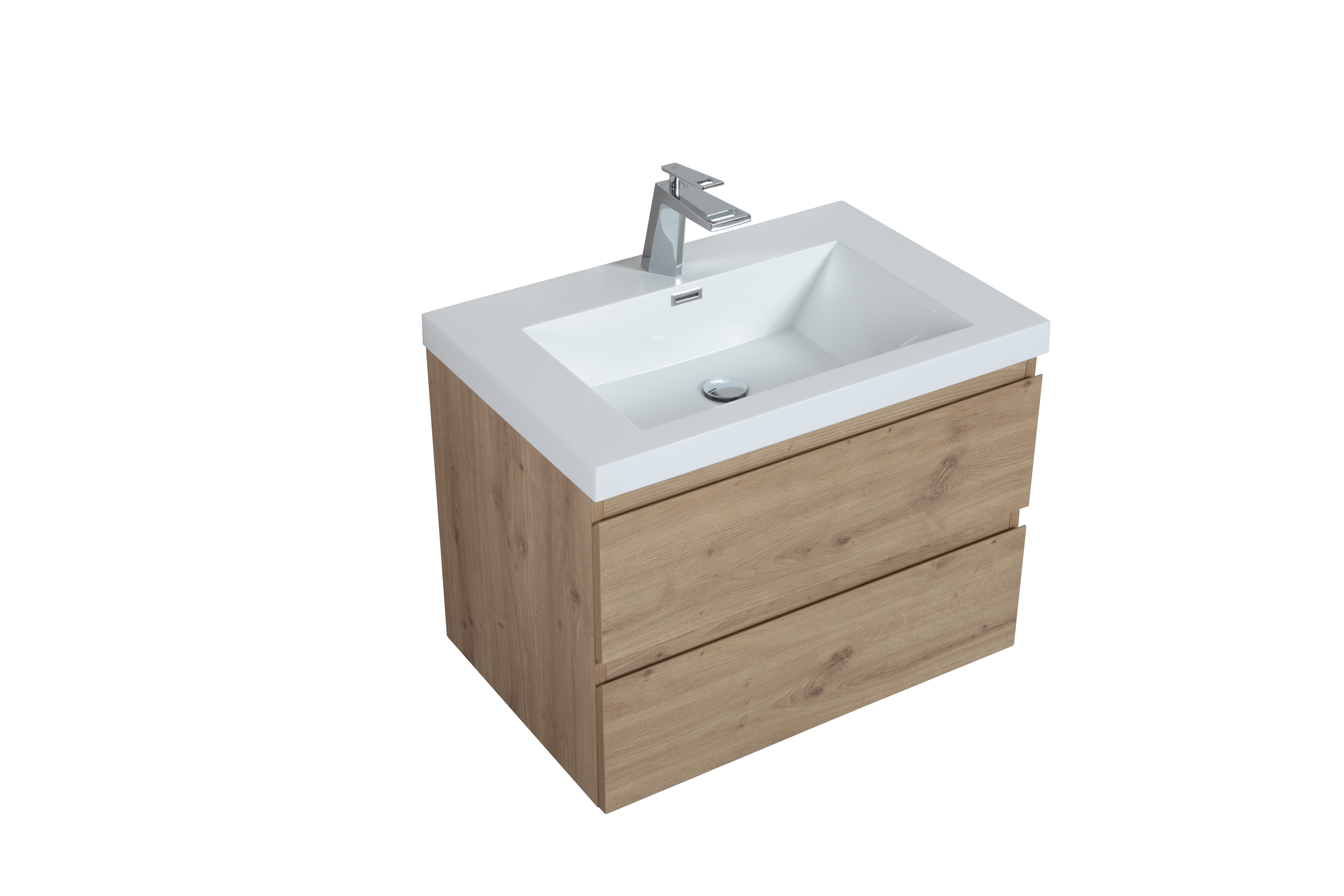 36'' Vanity Base Only, Wall Mounted Bathroom Vanity Only in Natural Wood, No Countertop Included