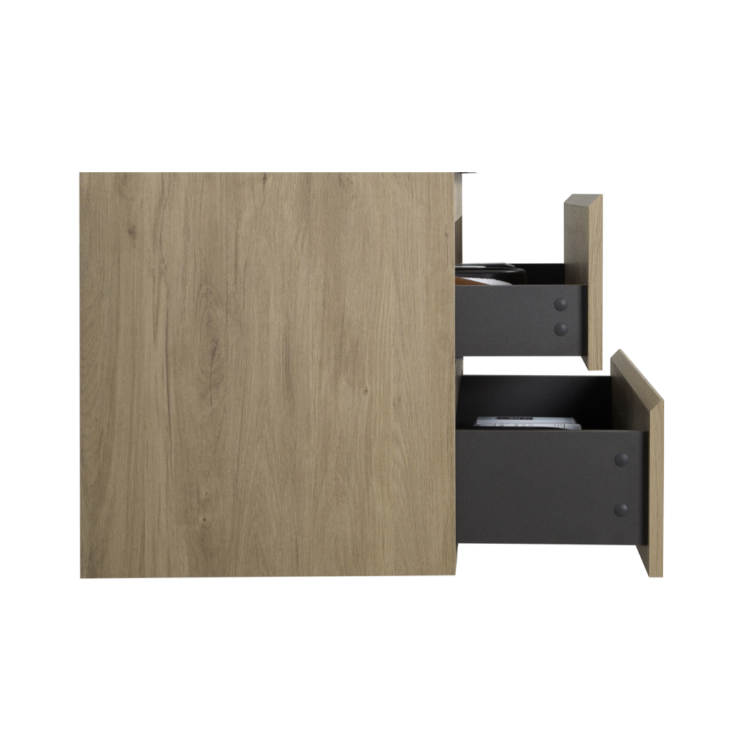 36'' Vanity Base Only, Wall Mounted Bathroom Vanity Only in Natural Wood, No Countertop Included