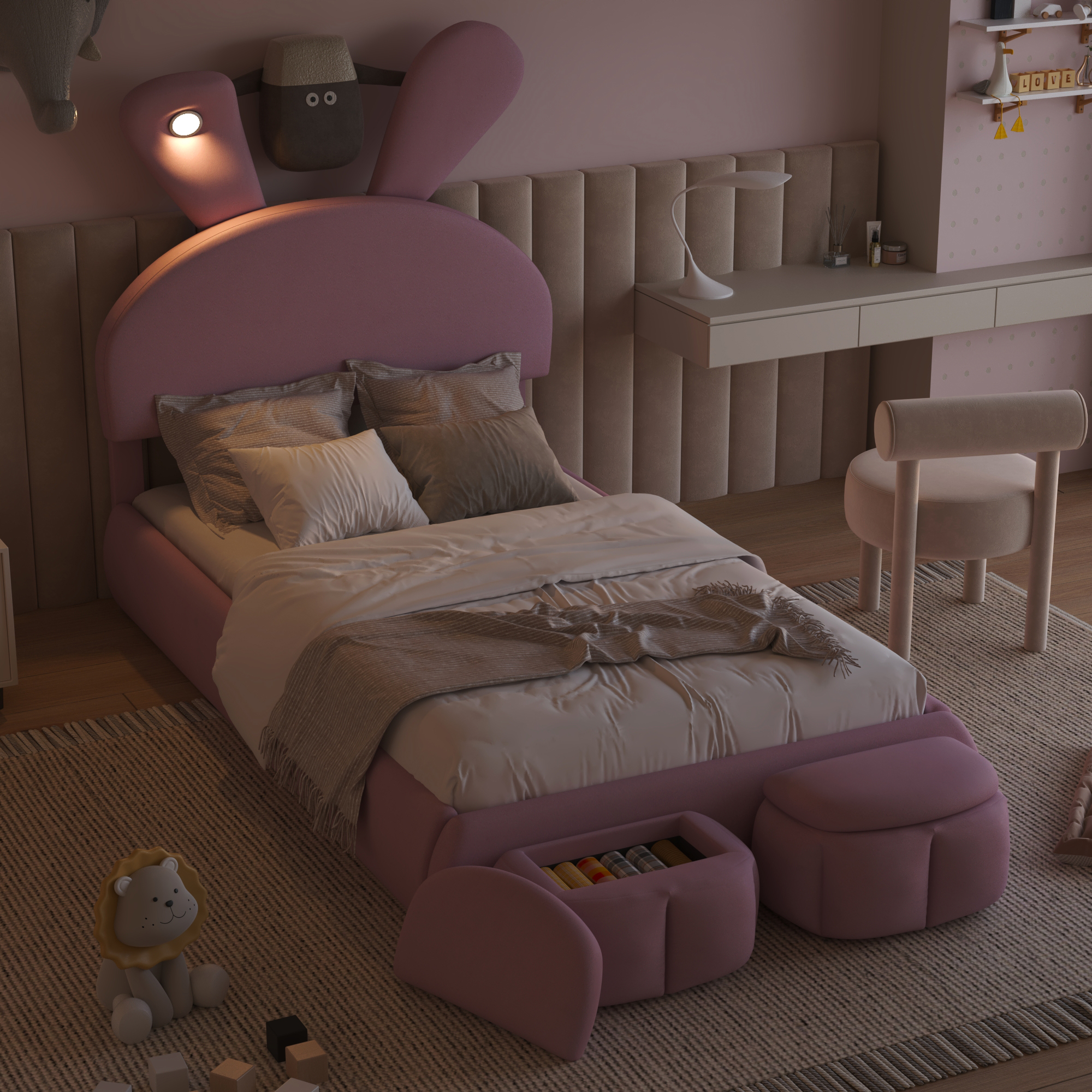 Pink + Upholstered